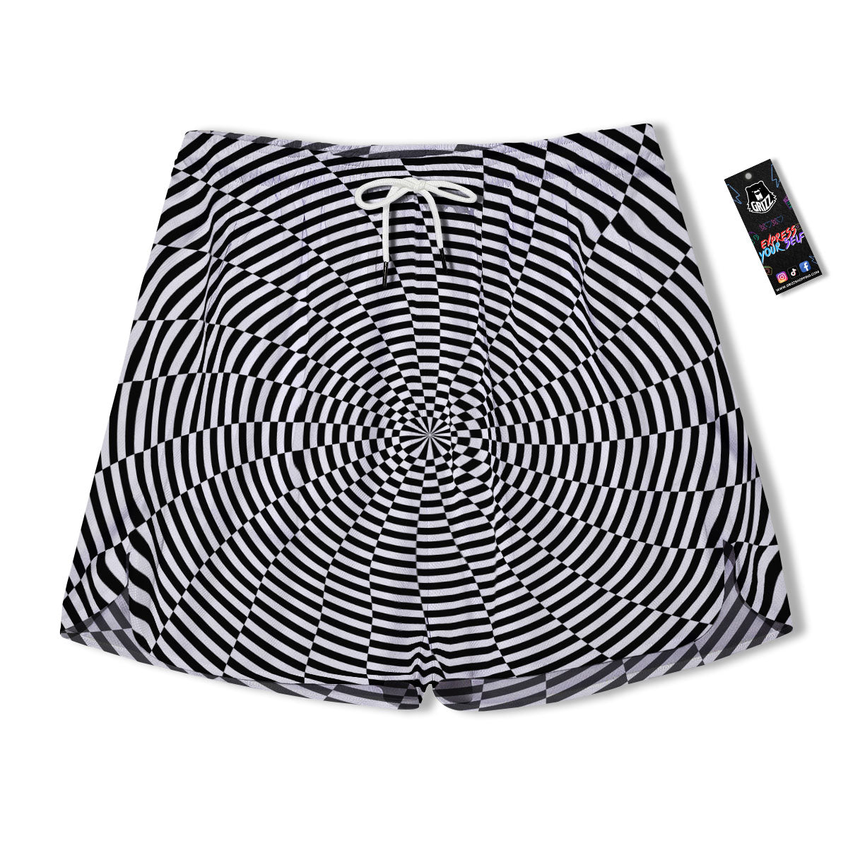 Motion Spiral Illusory Print Men's Running Shorts-grizzshop