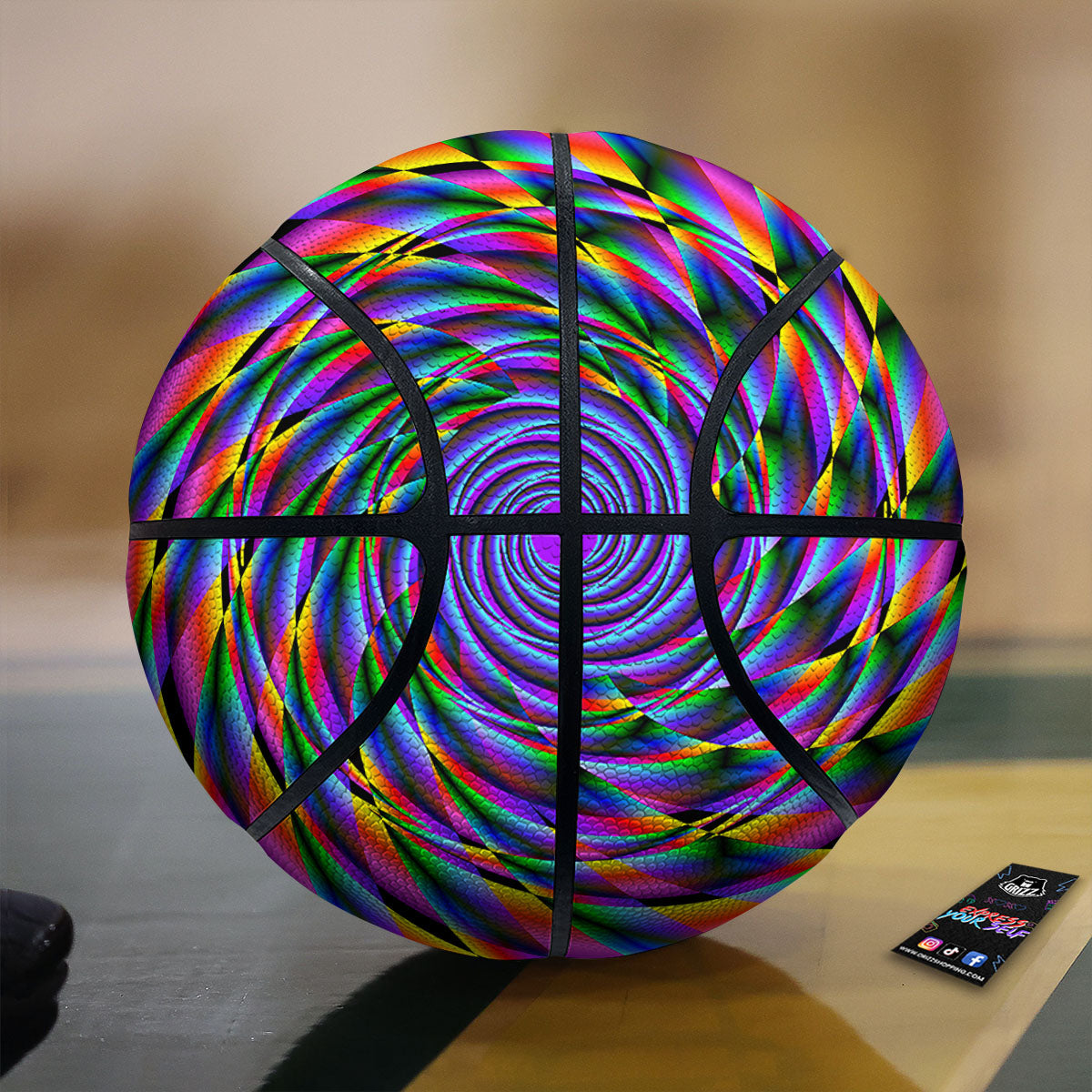 Moving Optical Yellow Twisted Illusion Basketball