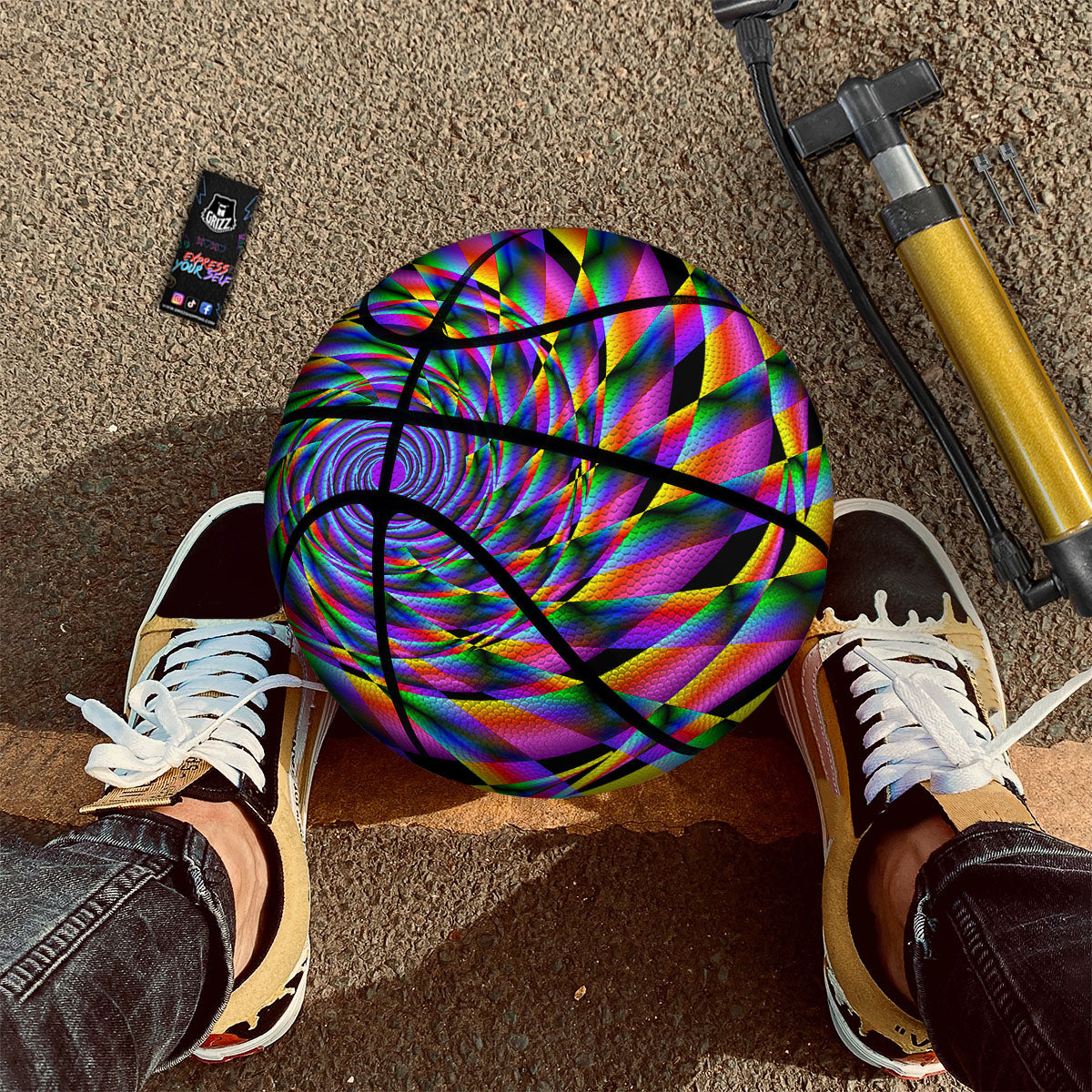 Moving Optical Yellow Twisted Illusion Basketball
