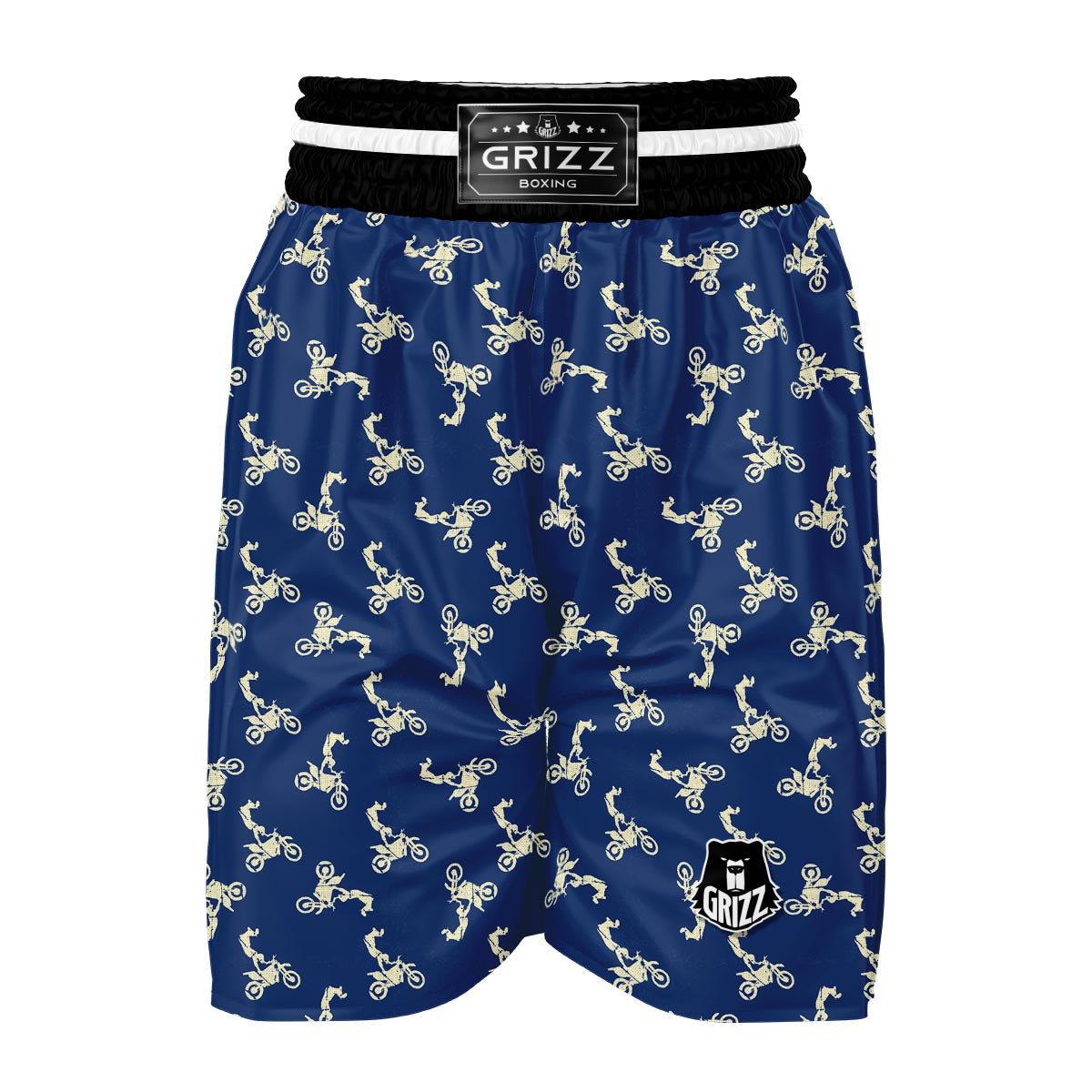 Motocross Pattern Print Boxing Shorts-grizzshop