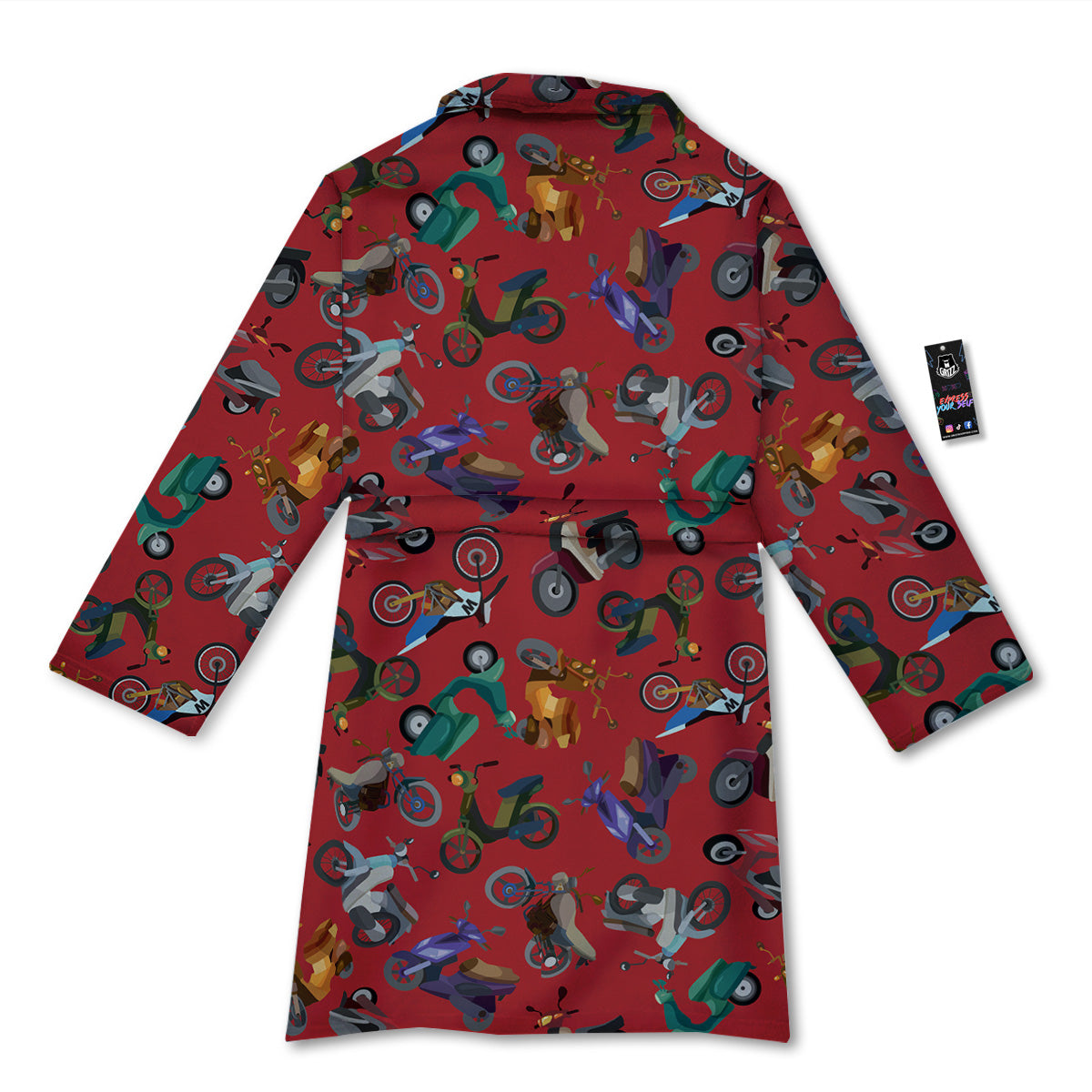 Motorcycle And Red Print Pattern Bathrobe-grizzshop