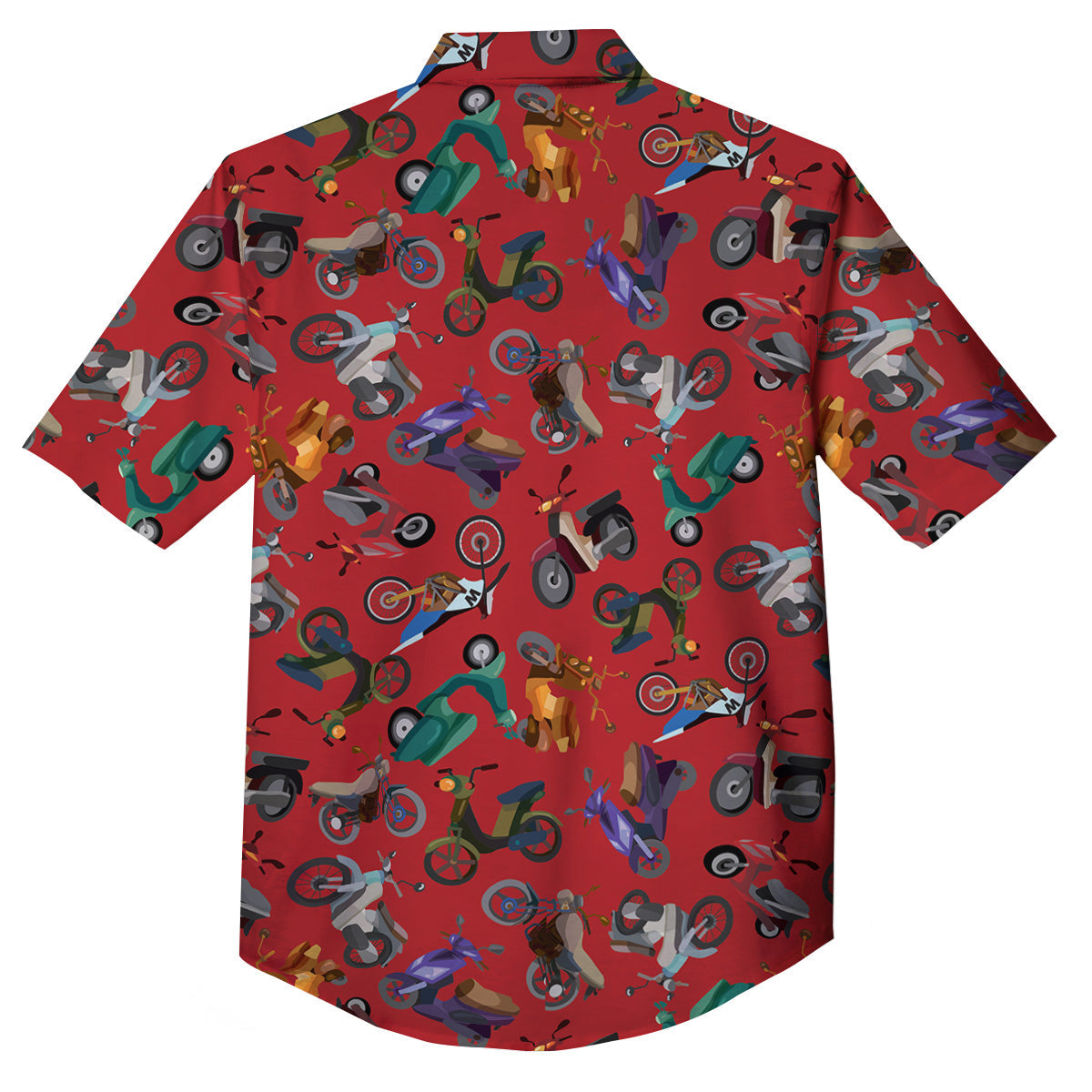 Motorcycle And Red Print Pattern Button Up Shirt-grizzshop