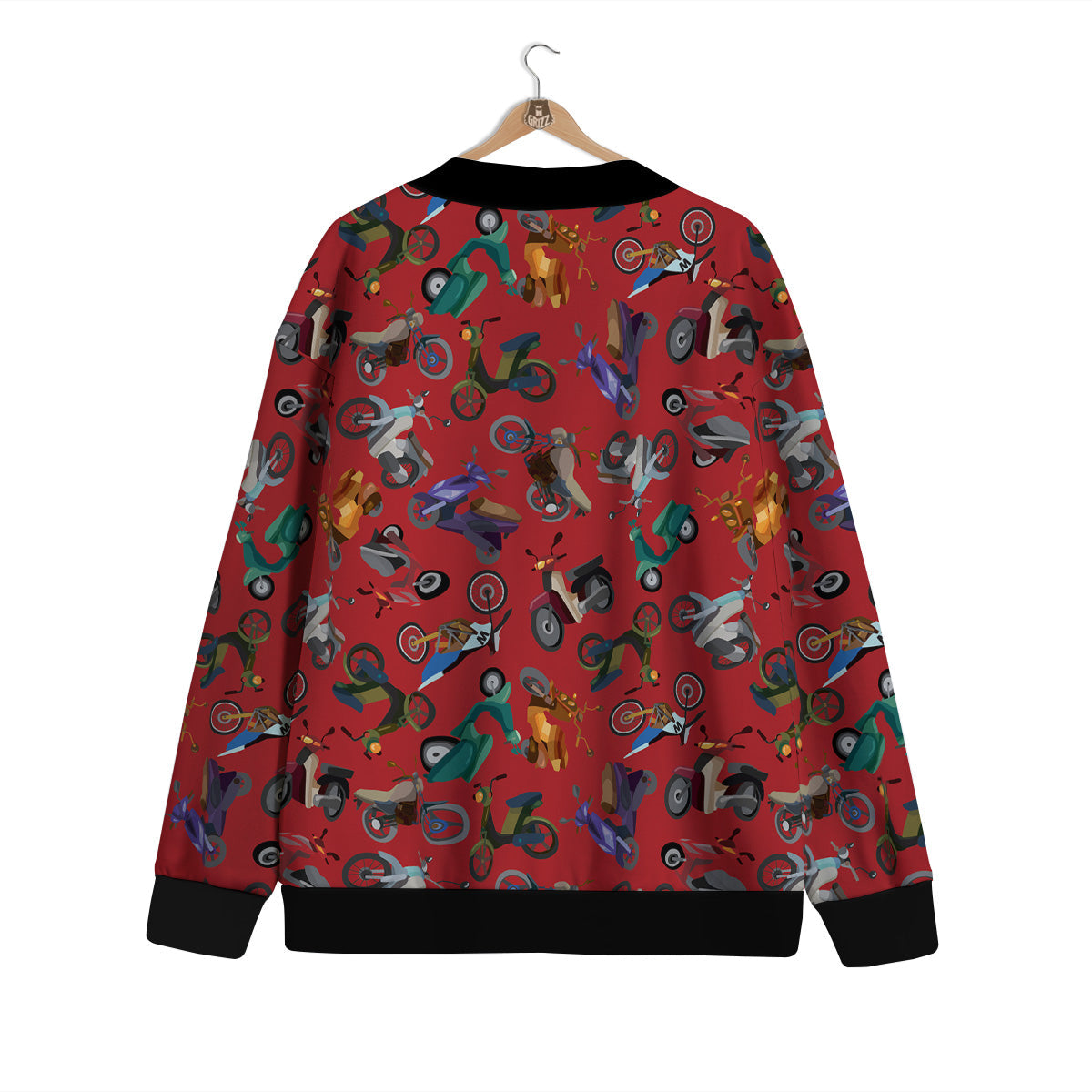 Motorcycle And Red Print Pattern Cardigan-grizzshop