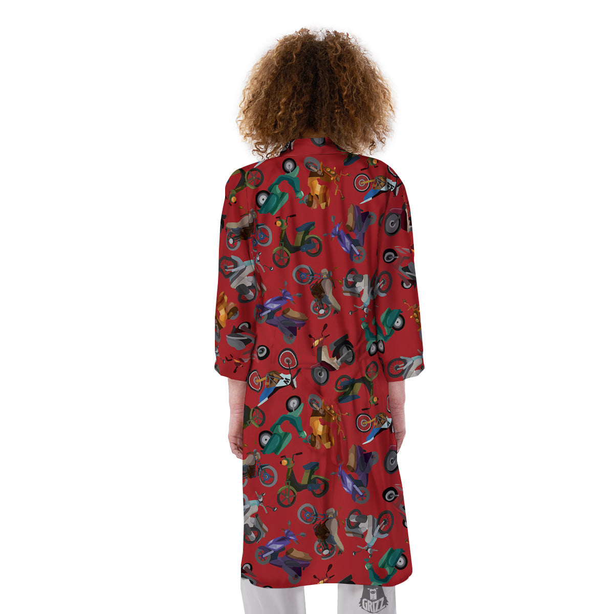 Motorcycle And Red Print Pattern Kimono-grizzshop