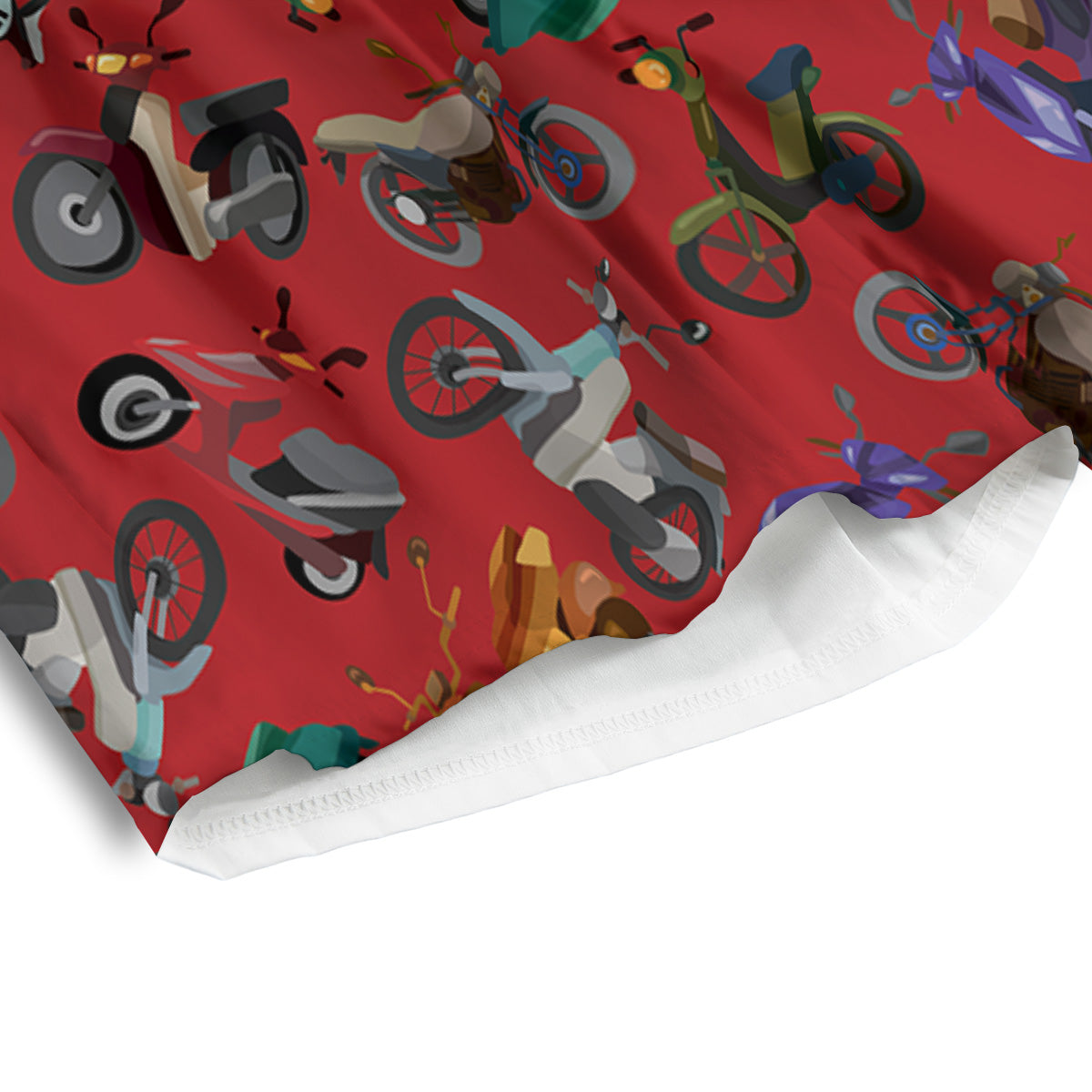 Motorcycle And Red Print Pattern Men's Athletic Shorts