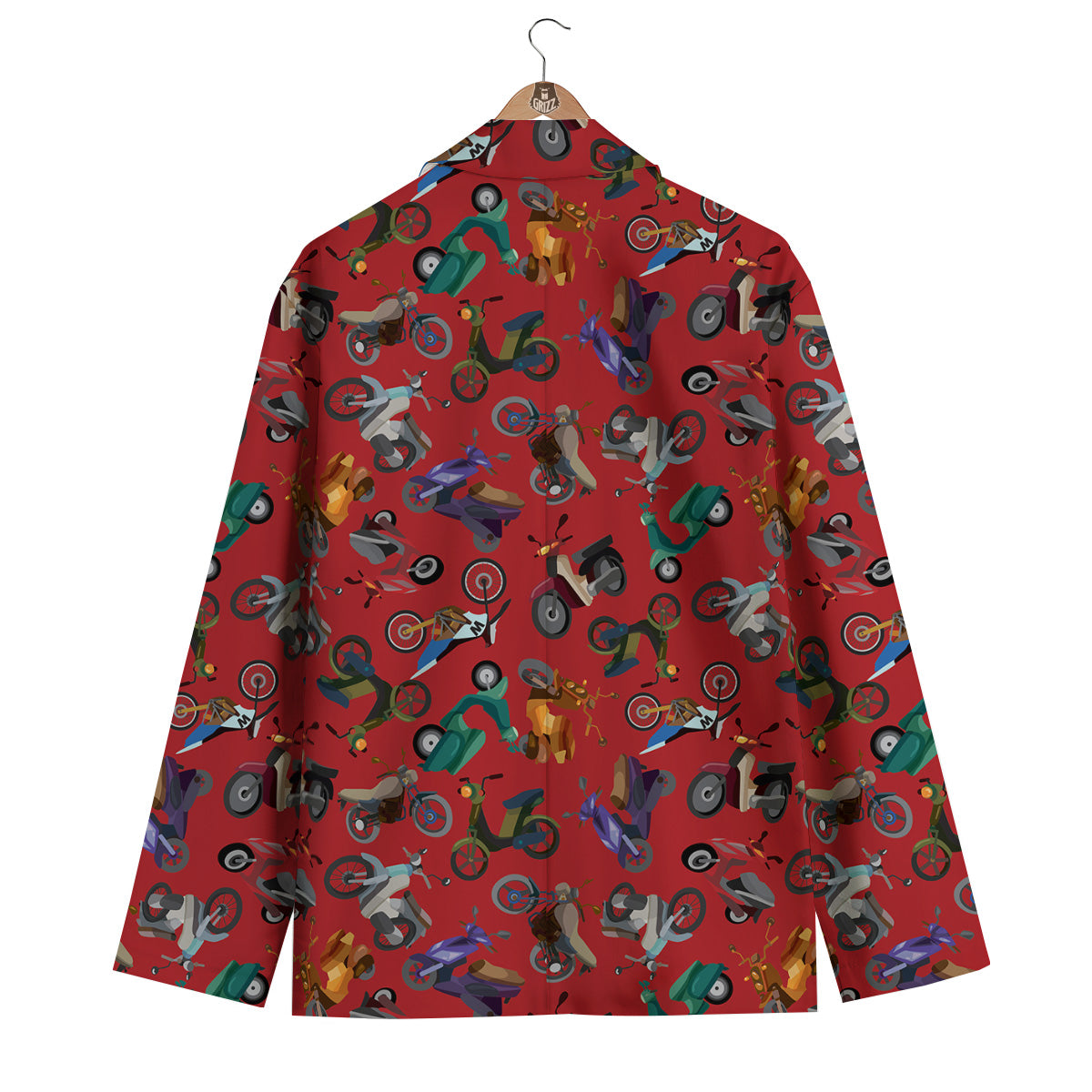 Motorcycle And Red Print Pattern Men's Blazer-grizzshop