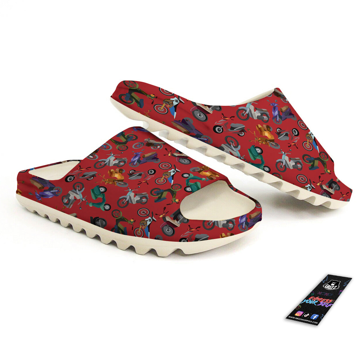 Motorcycle And Red Print Pattern Sandals-grizzshop