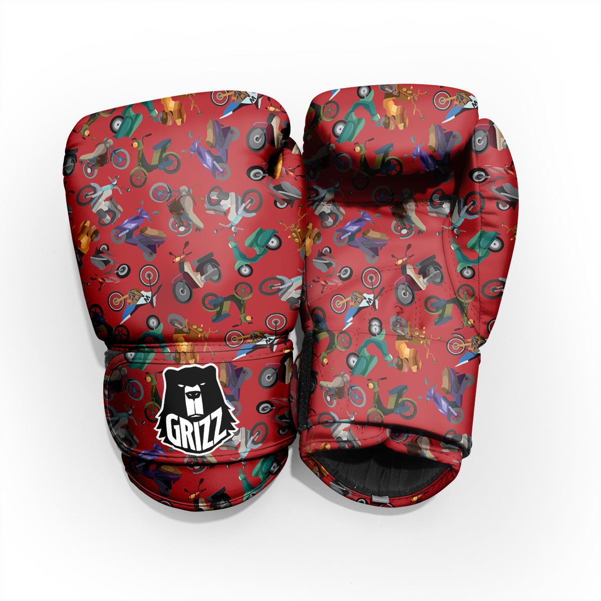 Motorcycle And Red Print Pattern Pro Boxing Glove