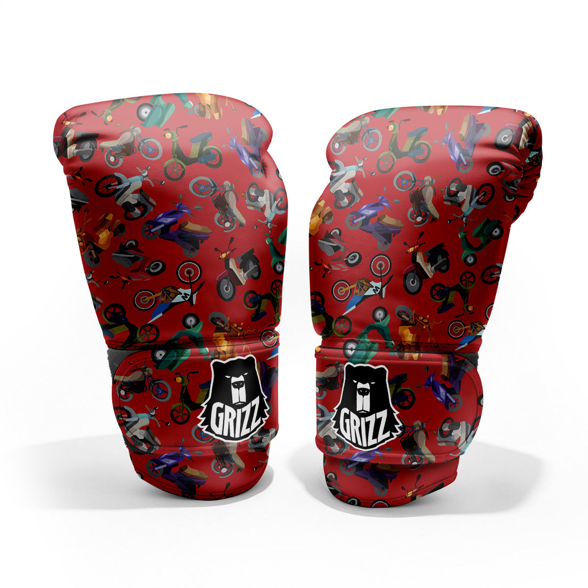 Motorcycle And Red Print Pattern Pro Boxing Glove
