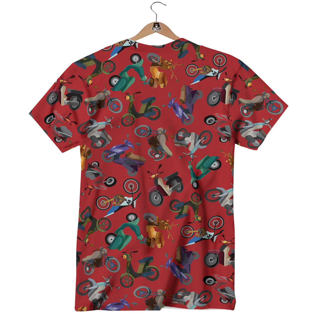 Motorcycle And Red Print Pattern T-Shirt-grizzshop