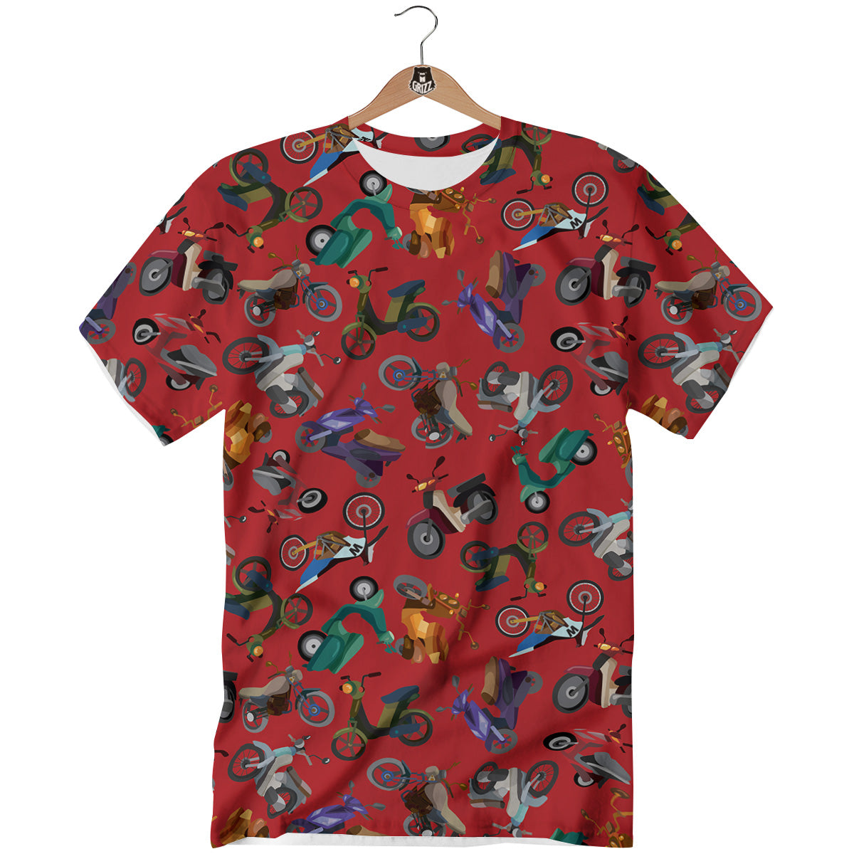 Motorcycle And Red Print Pattern T-Shirt-grizzshop