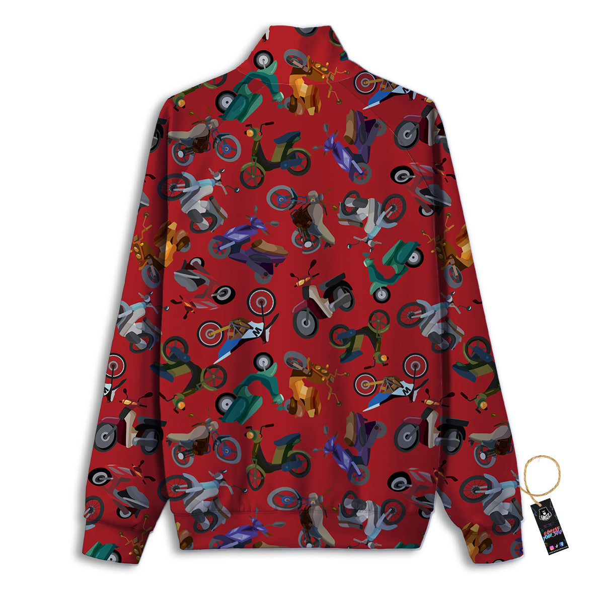 Motorcycle And Red Print Pattern Track Jacket-grizzshop