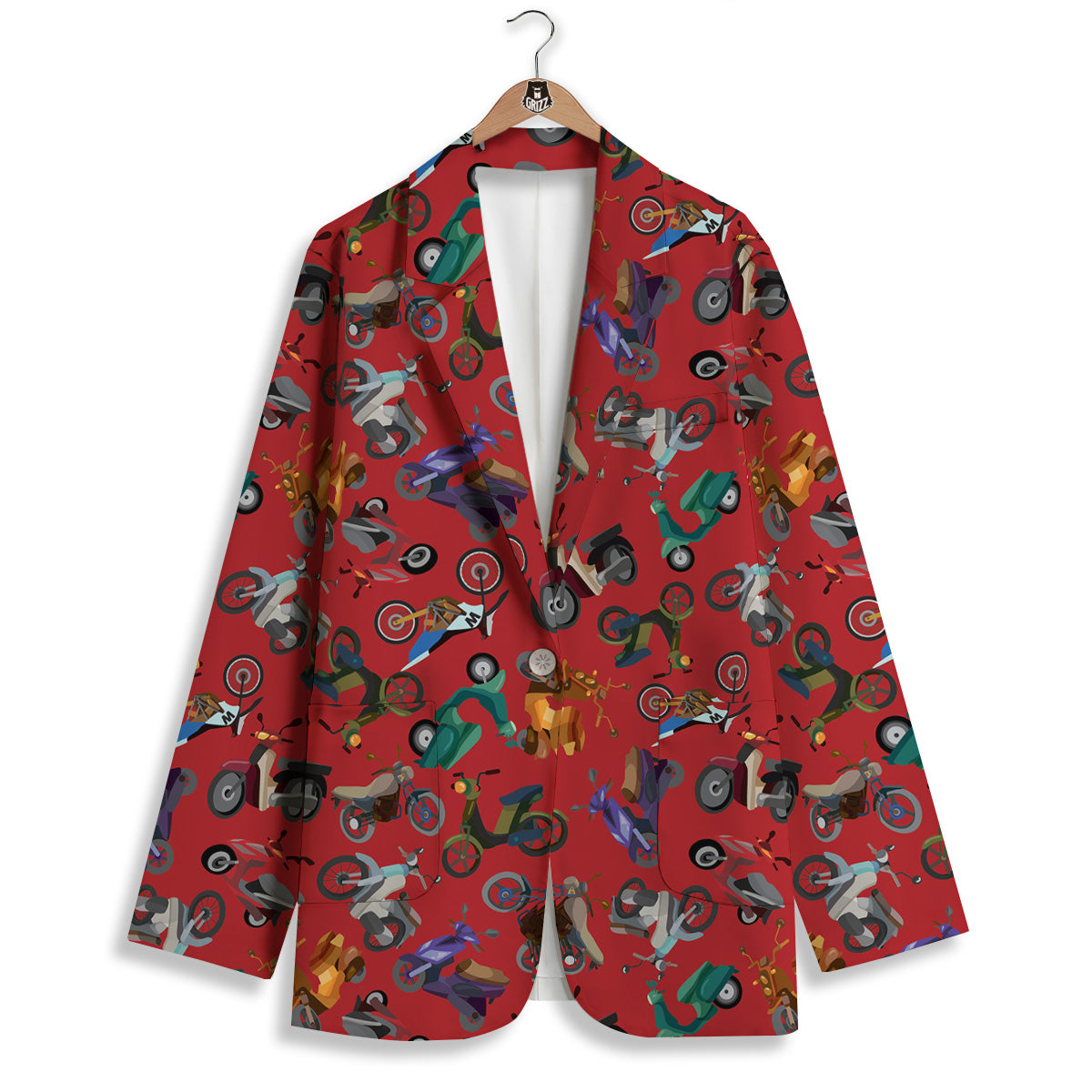 Motorcycle And Red Print Pattern Women's Blazer-grizzshop