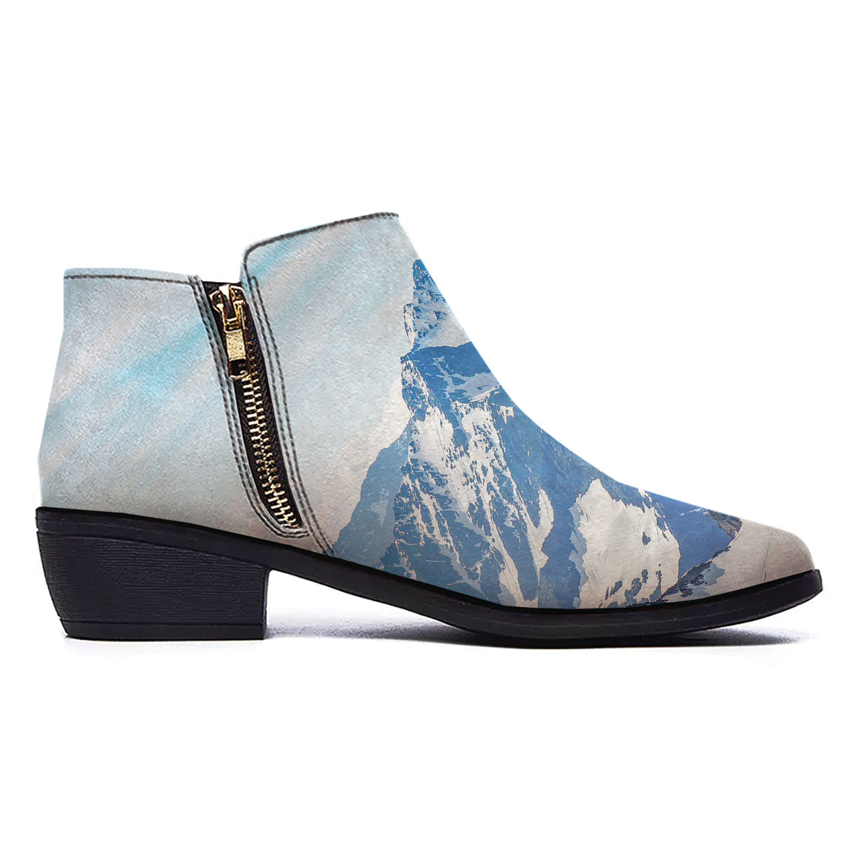Mountain Alps Print Ankle Boots-grizzshop