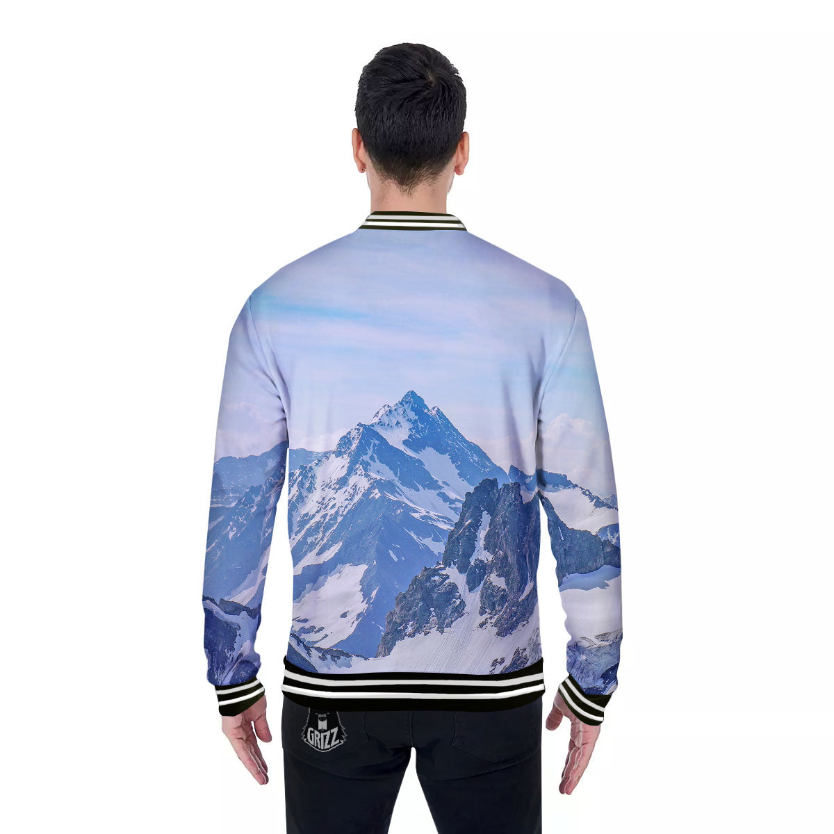 Mountain Alps Print Baseball Jacket-grizzshop