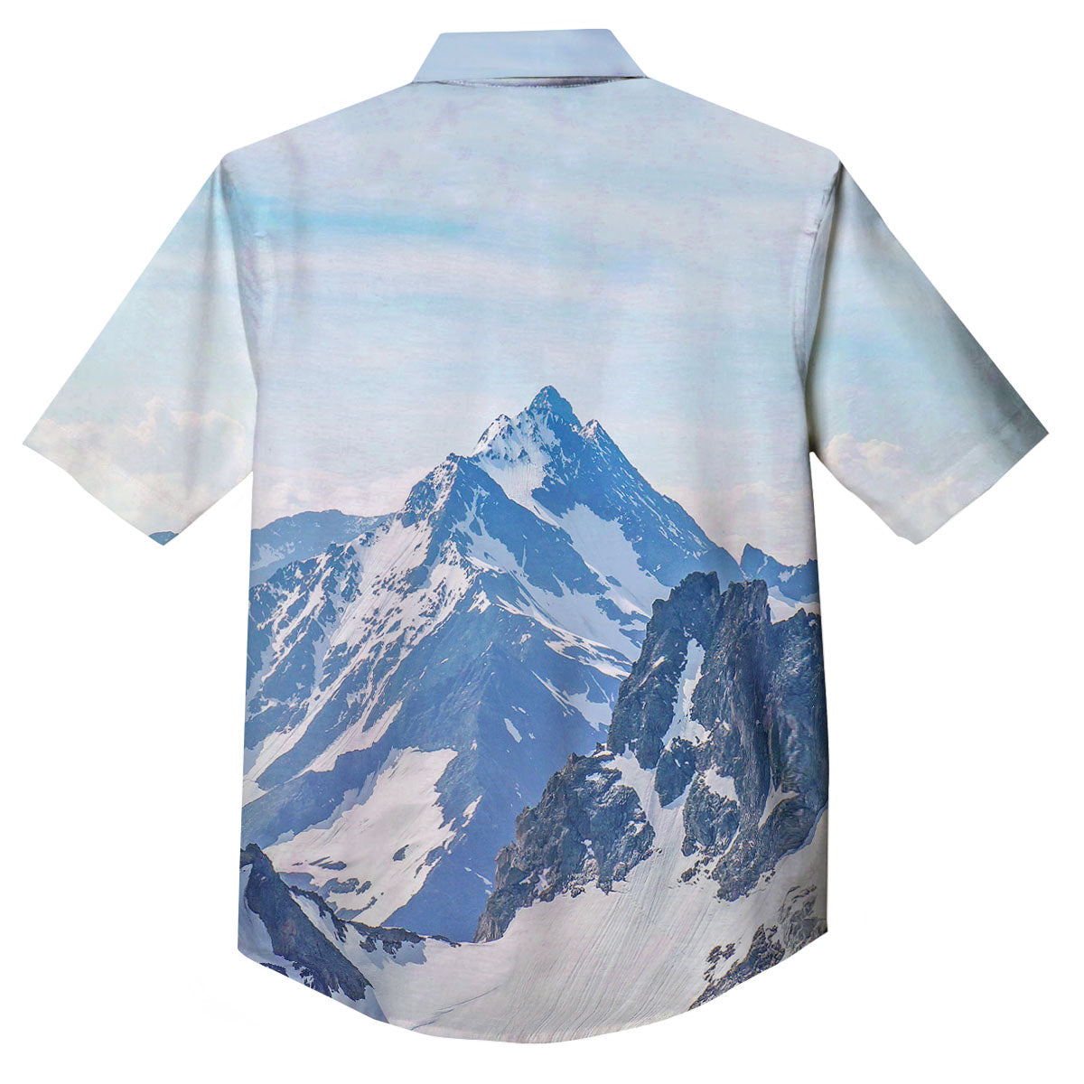Mountain Alps Print Button Up Shirt-grizzshop