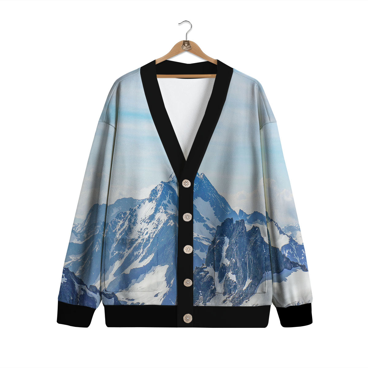 Mountain Alps Print Cardigan-grizzshop