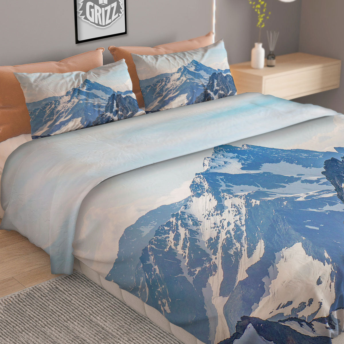 Mountain Alps Print Duvet Cover Bedding Set