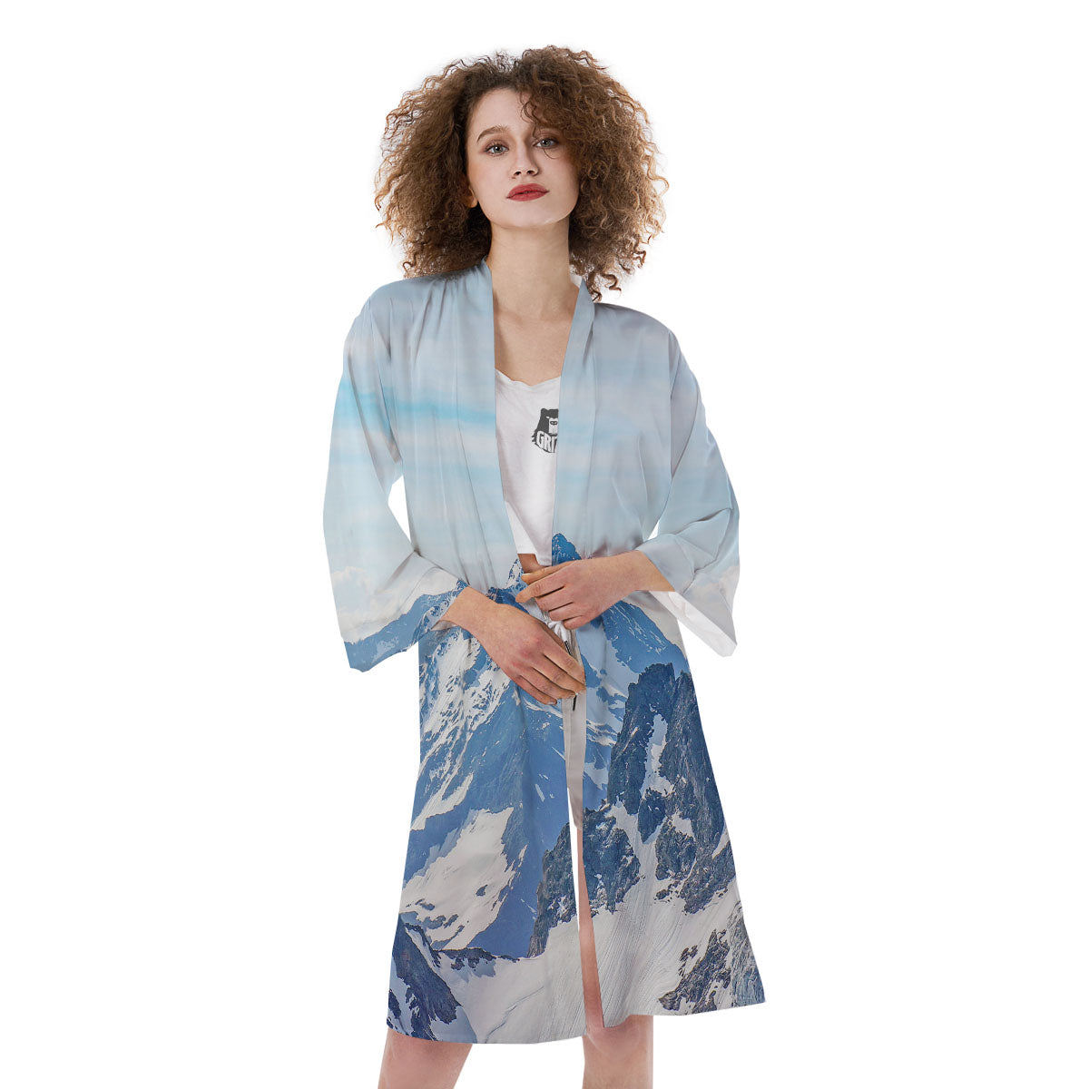 Mountain Alps Print Kimono-grizzshop