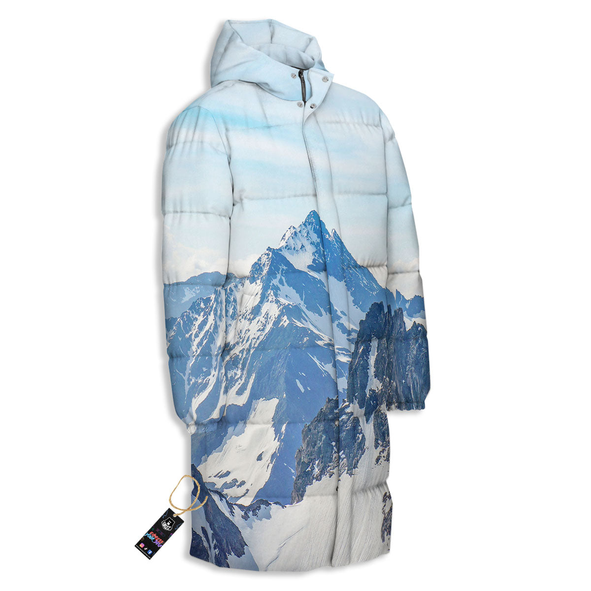 Mountain Alps Print Long Down Jacket-grizzshop