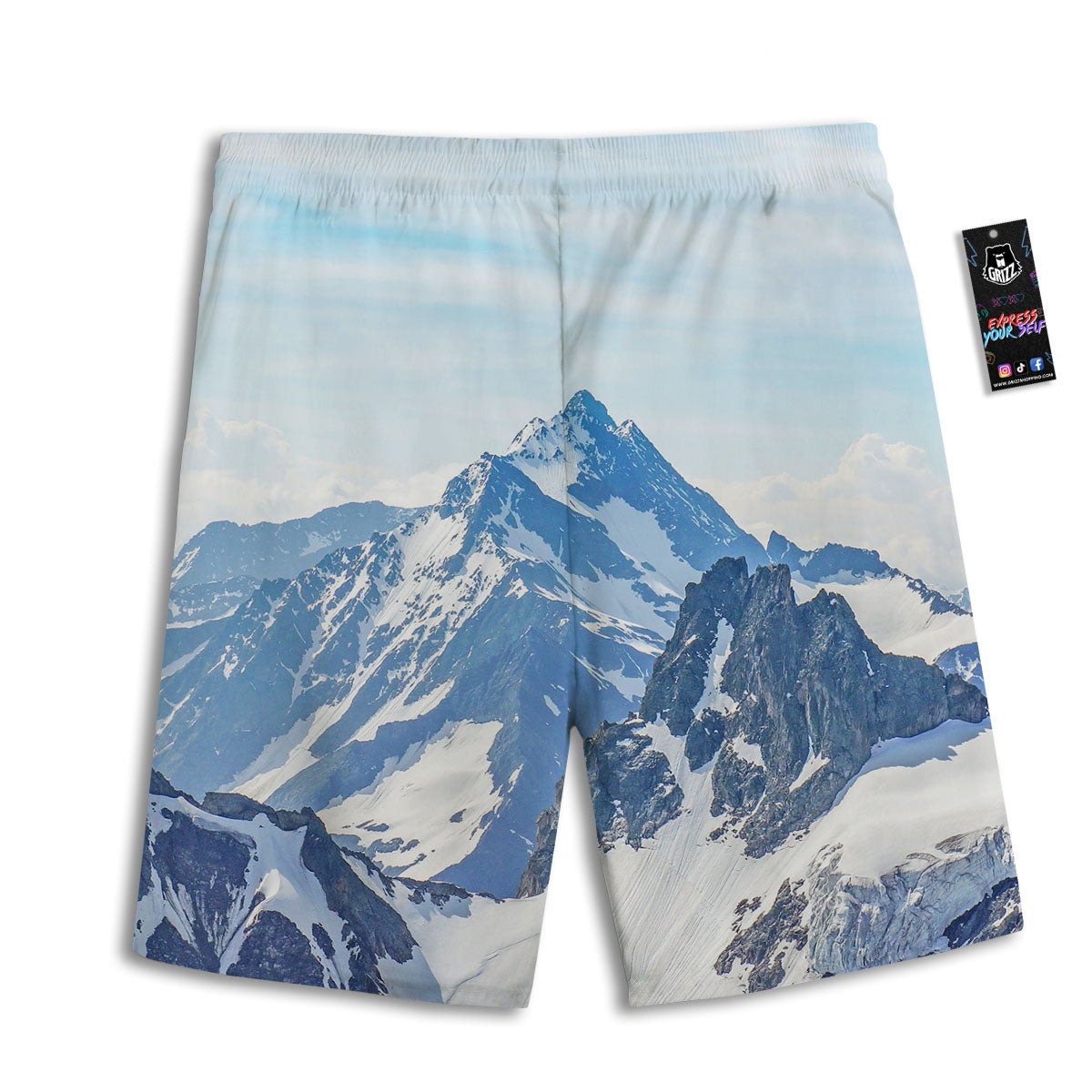 Mountain Alps Print Men's Athletic Shorts