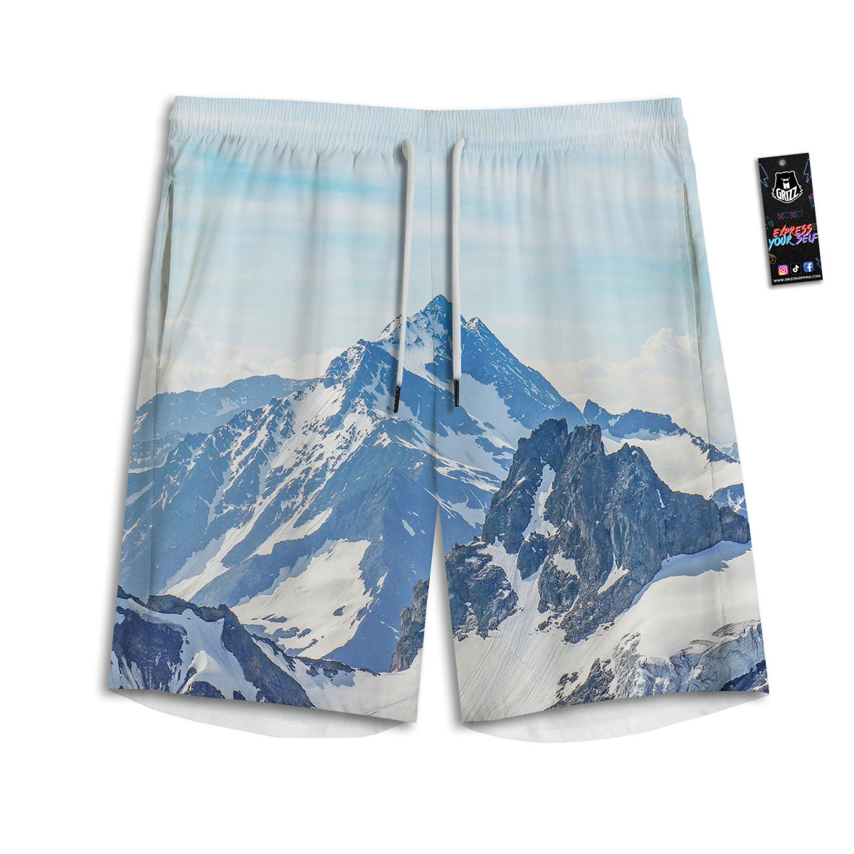 Mountain Alps Print Men's Athletic Shorts