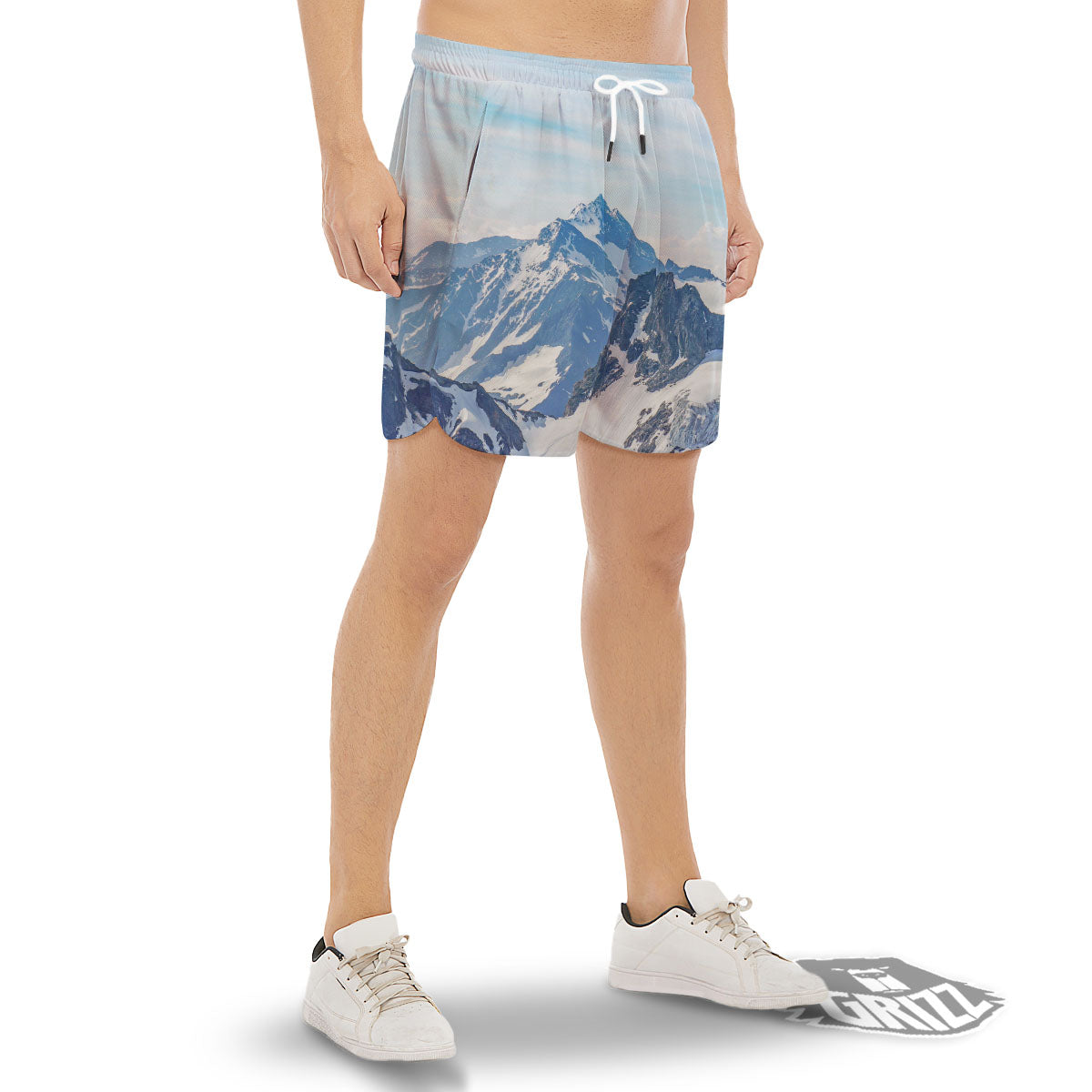 Mountain Alps Print Men's Gym Shorts-grizzshop