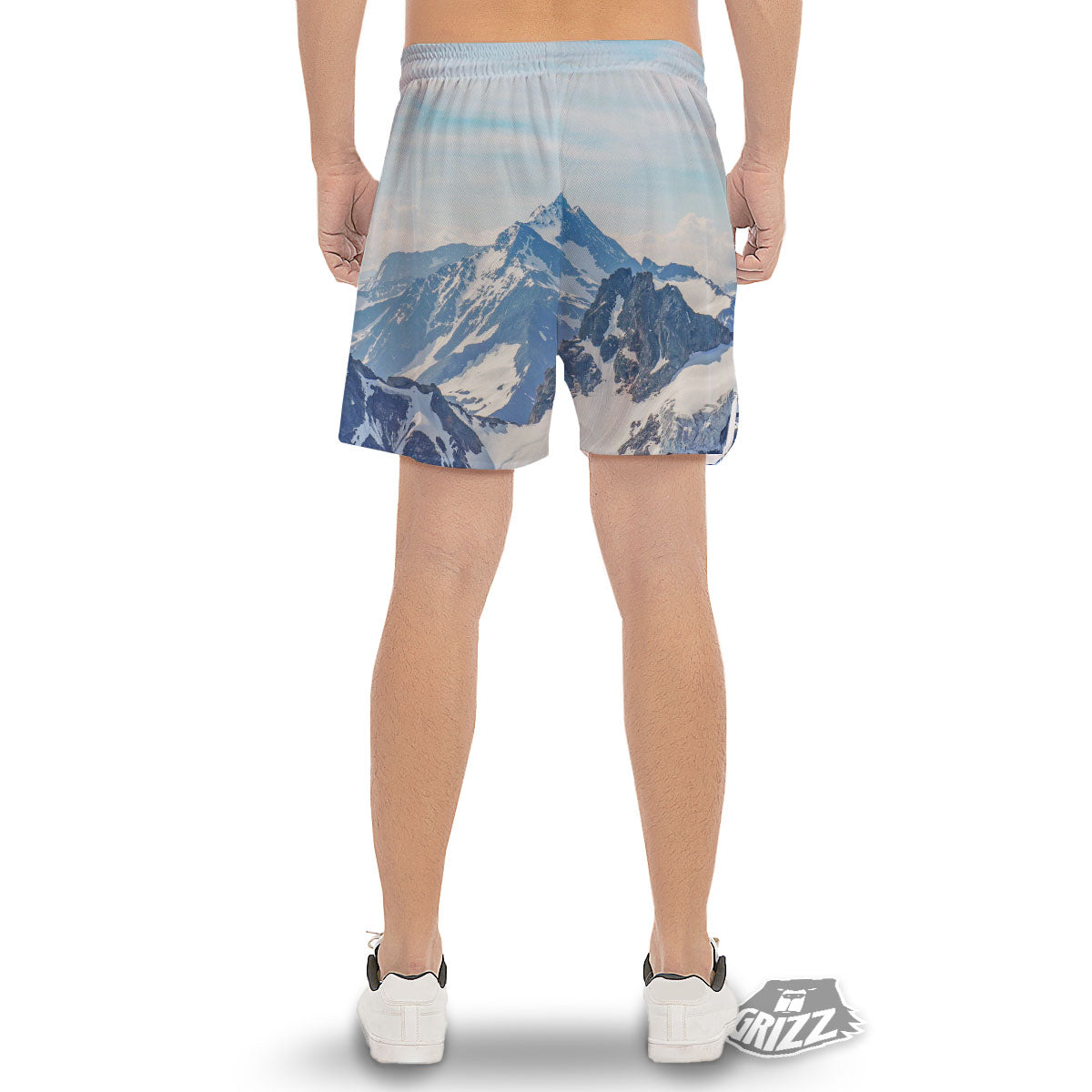 Mountain Alps Print Men's Gym Shorts-grizzshop