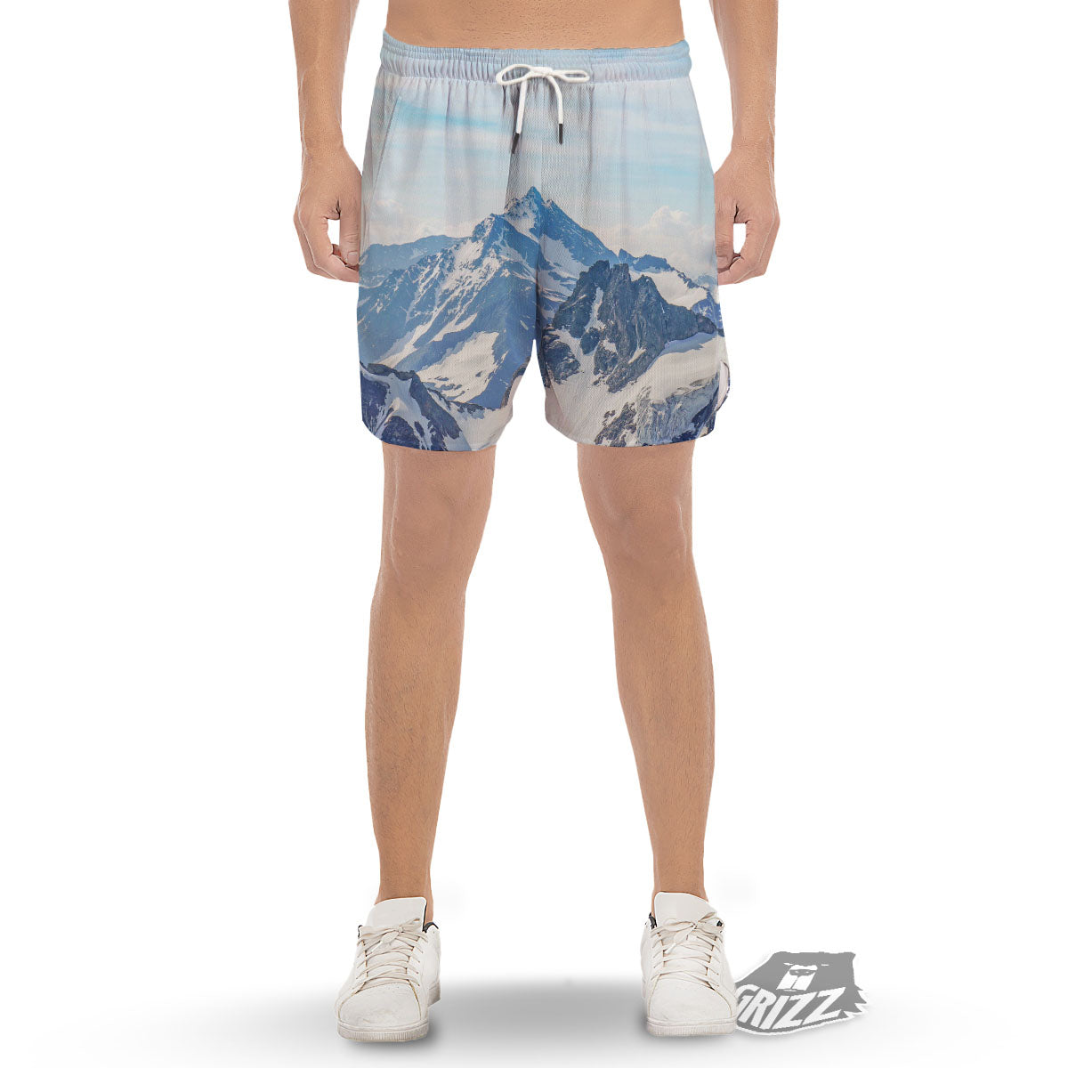 Mountain Alps Print Men's Gym Shorts-grizzshop