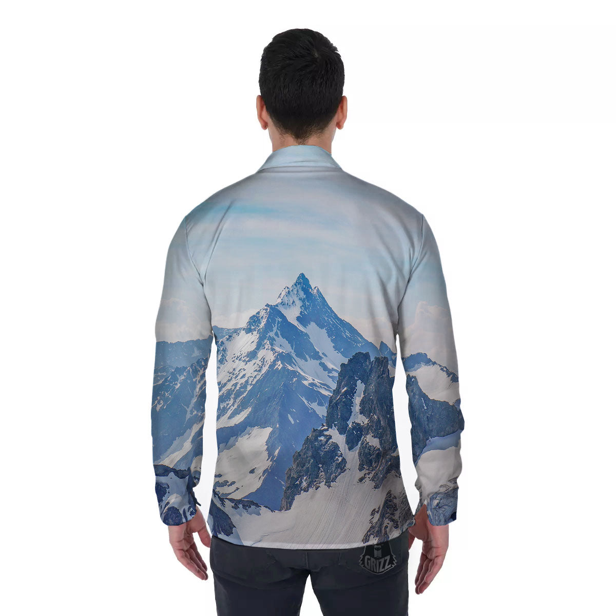 Mountain Alps Print Men's Long Sleeve Shirts-grizzshop