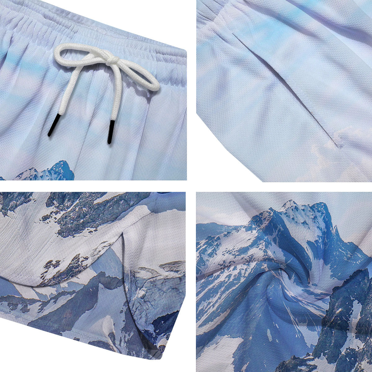 Mountain Alps Print Men's Running Shorts-grizzshop