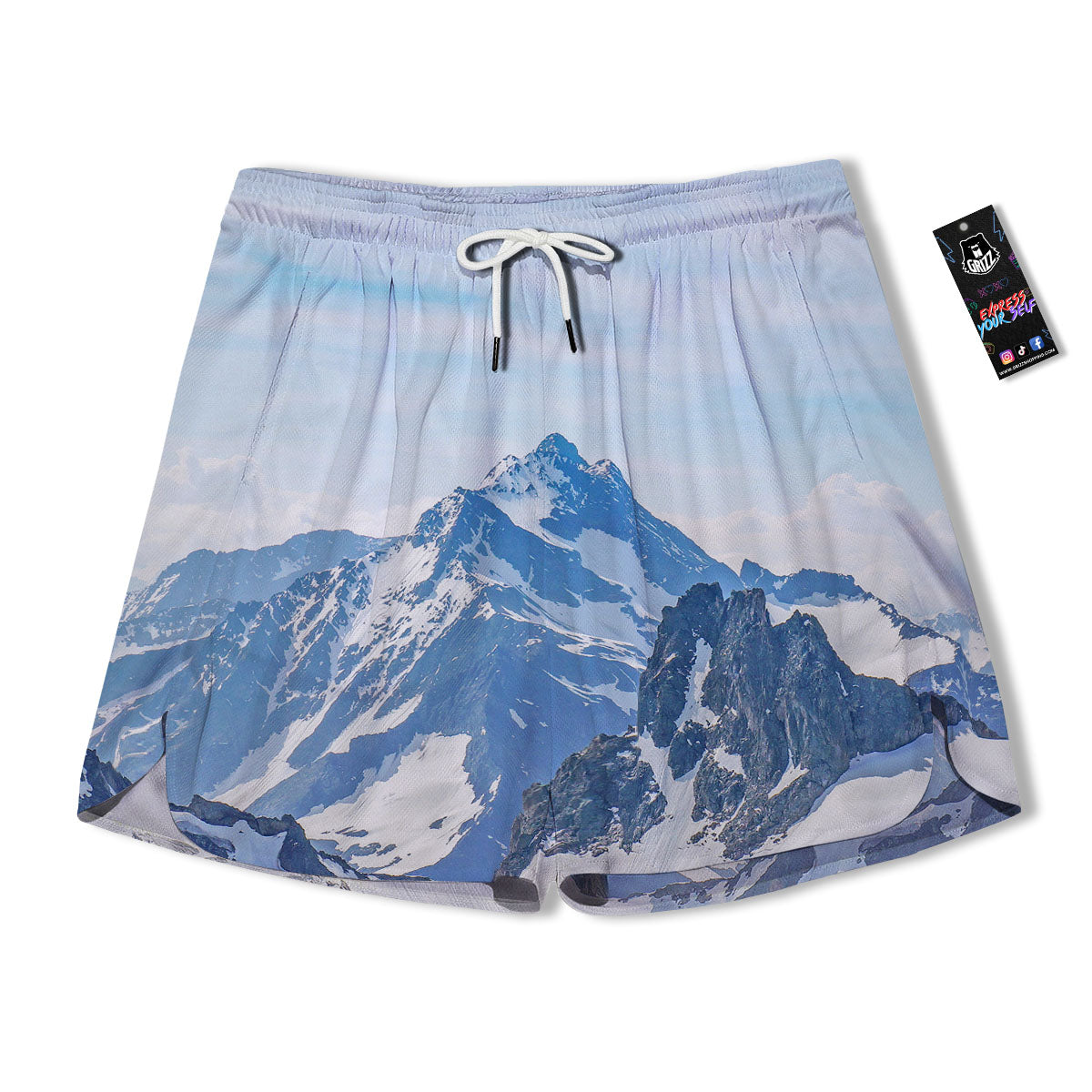 Mountain Alps Print Men's Running Shorts-grizzshop