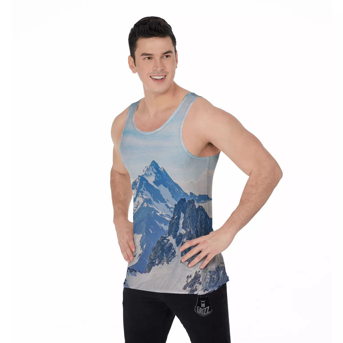 Mountain Alps Print Men's Tank Top-grizzshop