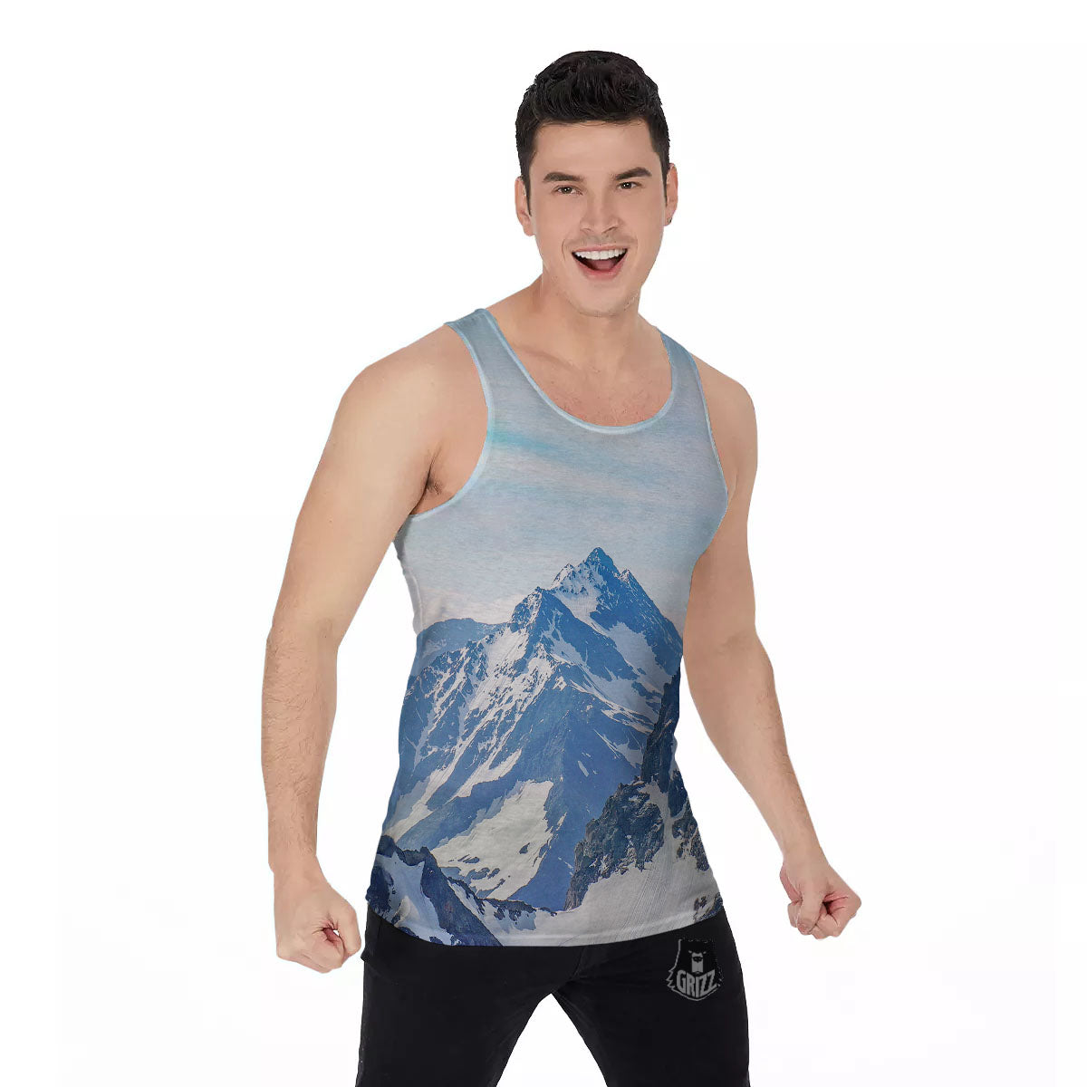 Mountain Alps Print Men's Tank Top-grizzshop