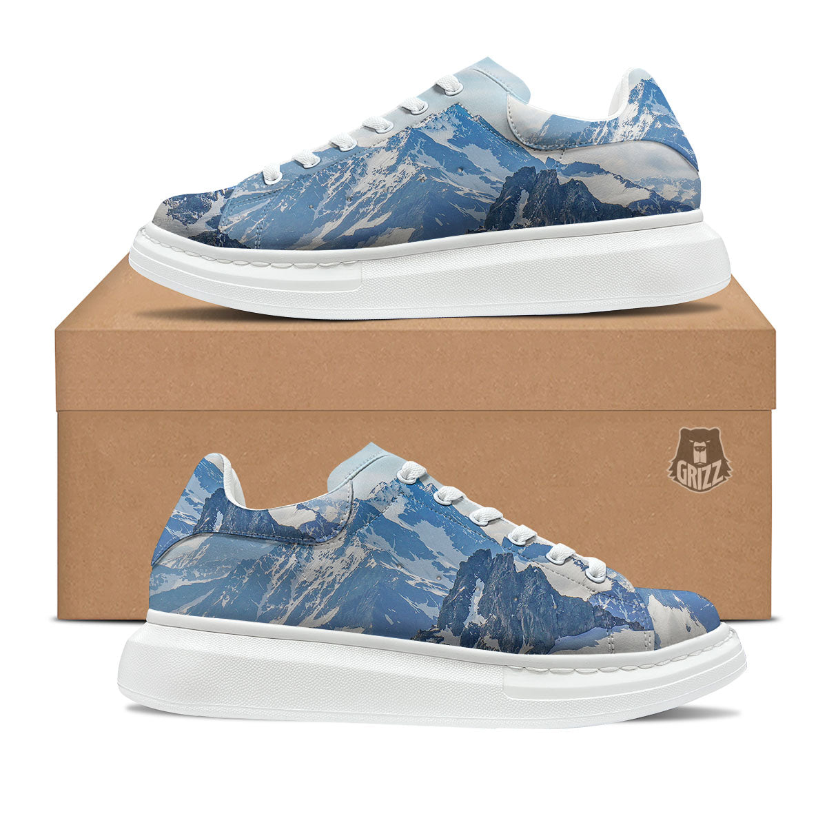 Mountain Alps Print Platform Shoes-grizzshop