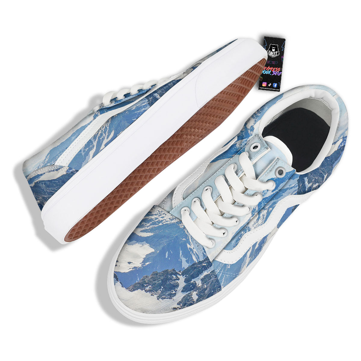 Mountain Alps Print Skate Shoes-grizzshop