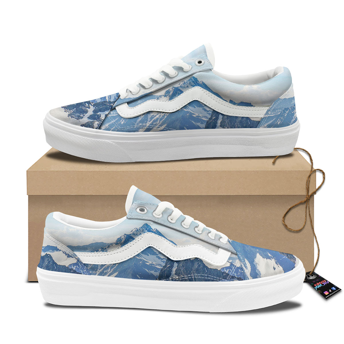 Mountain Alps Print Skate Shoes-grizzshop