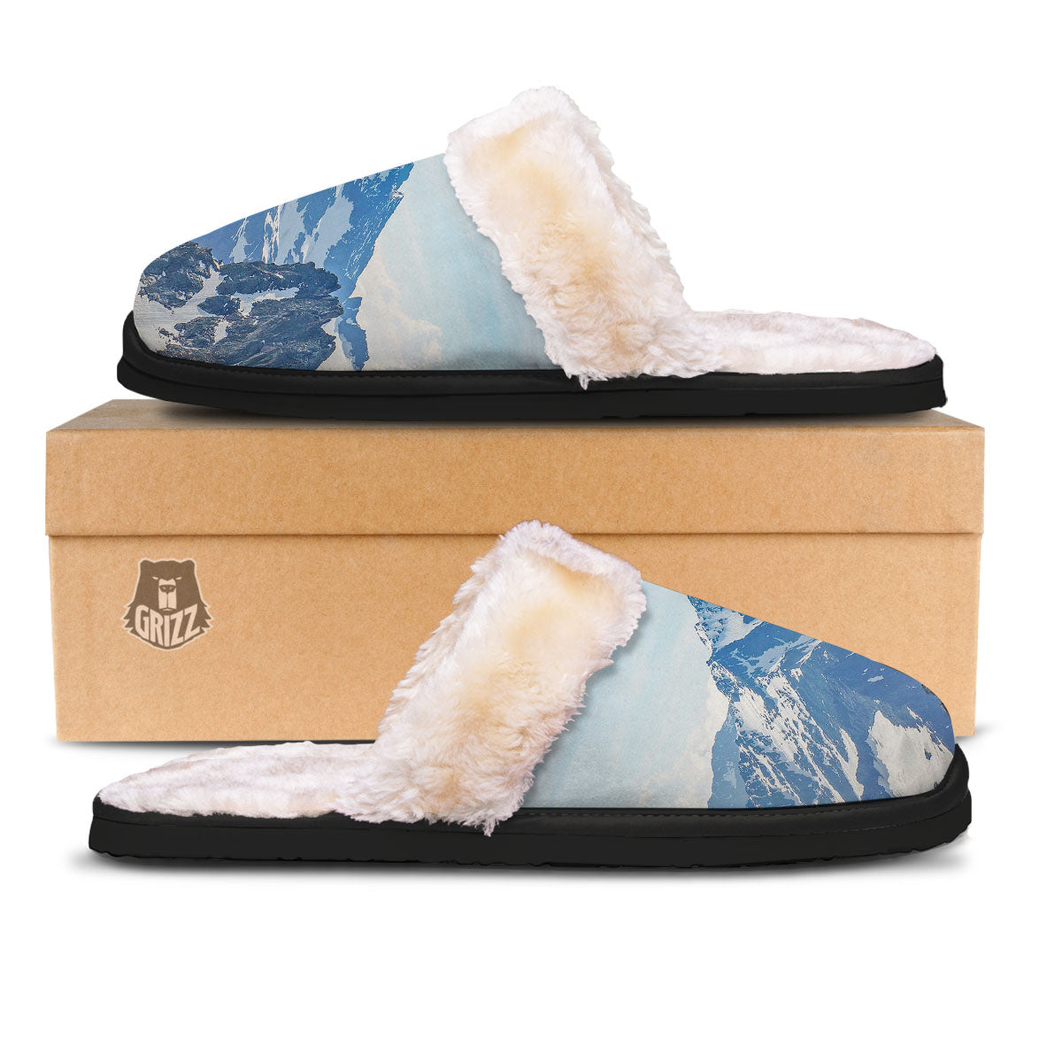 Mountain Alps Print Slippers-grizzshop