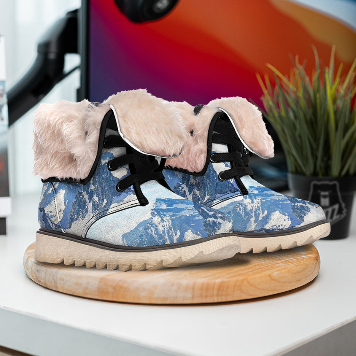 Mountain Alps Print Snow Boots-grizzshop
