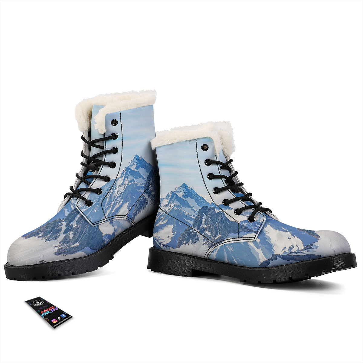 Mountain Alps Print Winter Boots-grizzshop