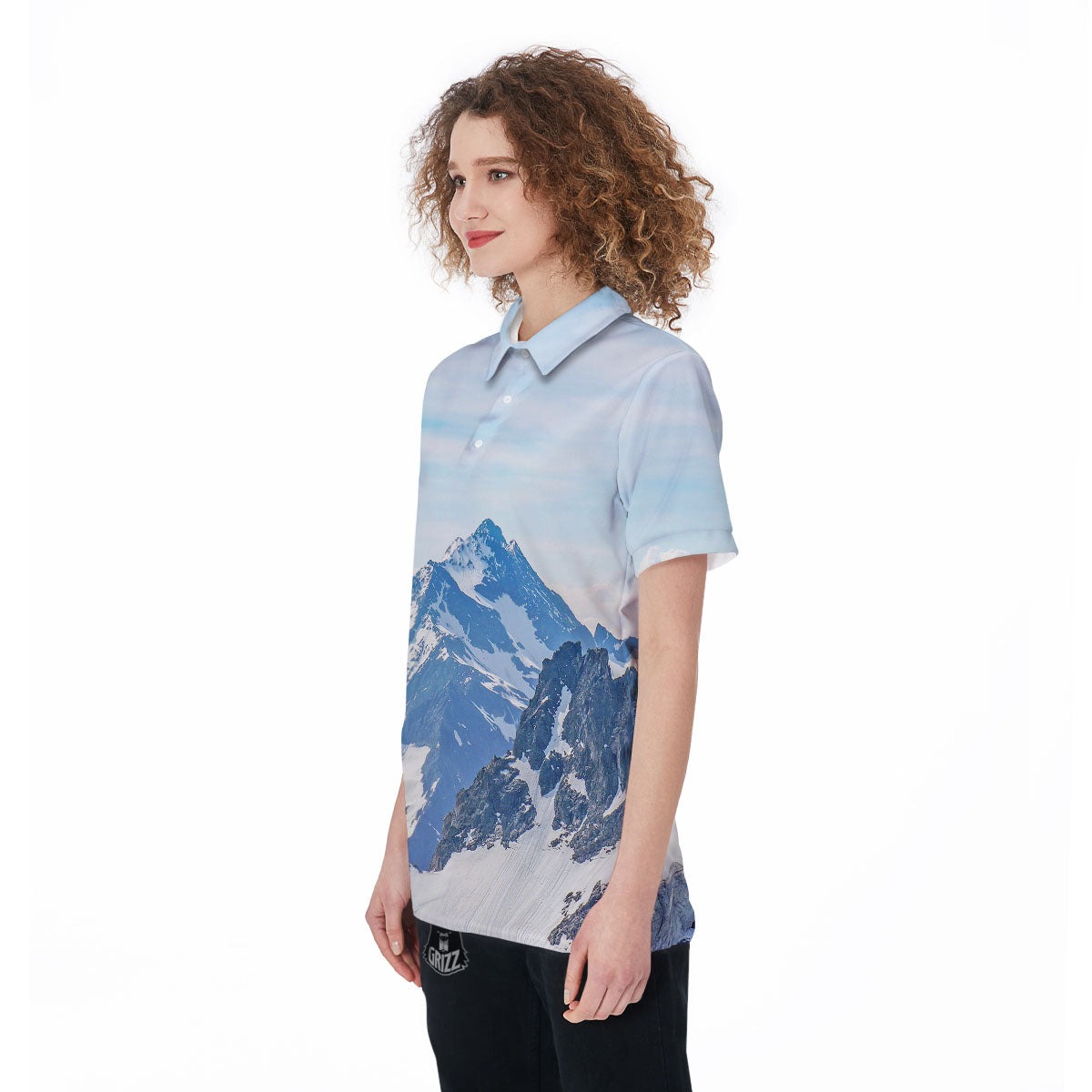 Mountain Alps Print Women's Golf Shirts-grizzshop