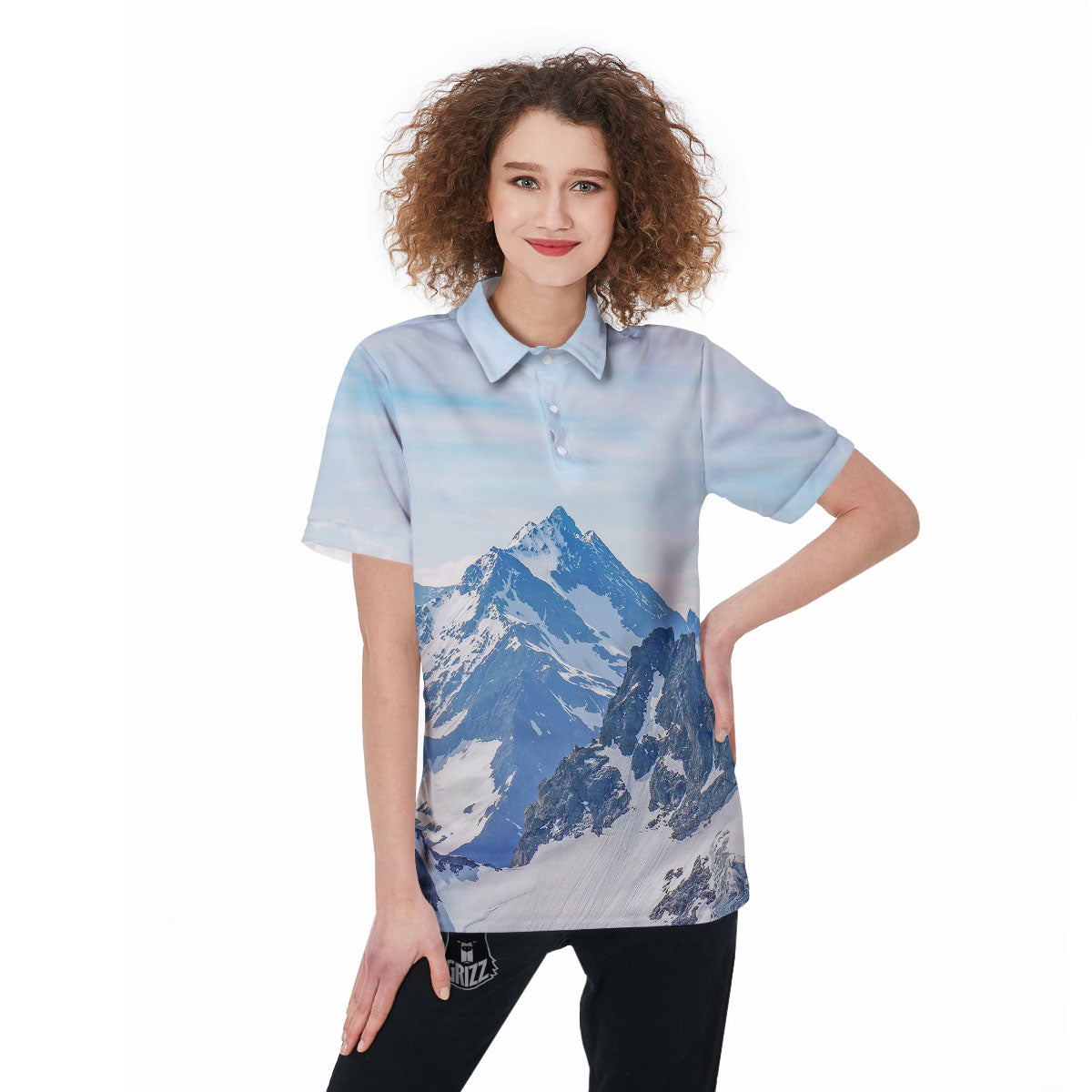 Mountain Alps Print Women's Golf Shirts-grizzshop