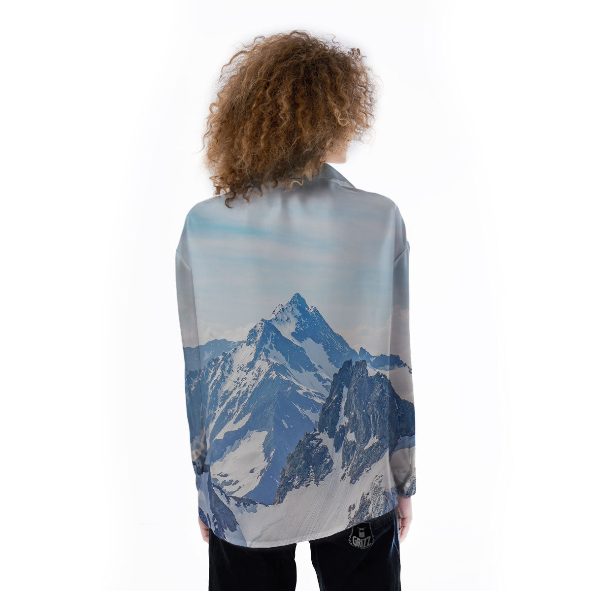 Mountain Alps Print Women's Long Sleeve Shirts-grizzshop
