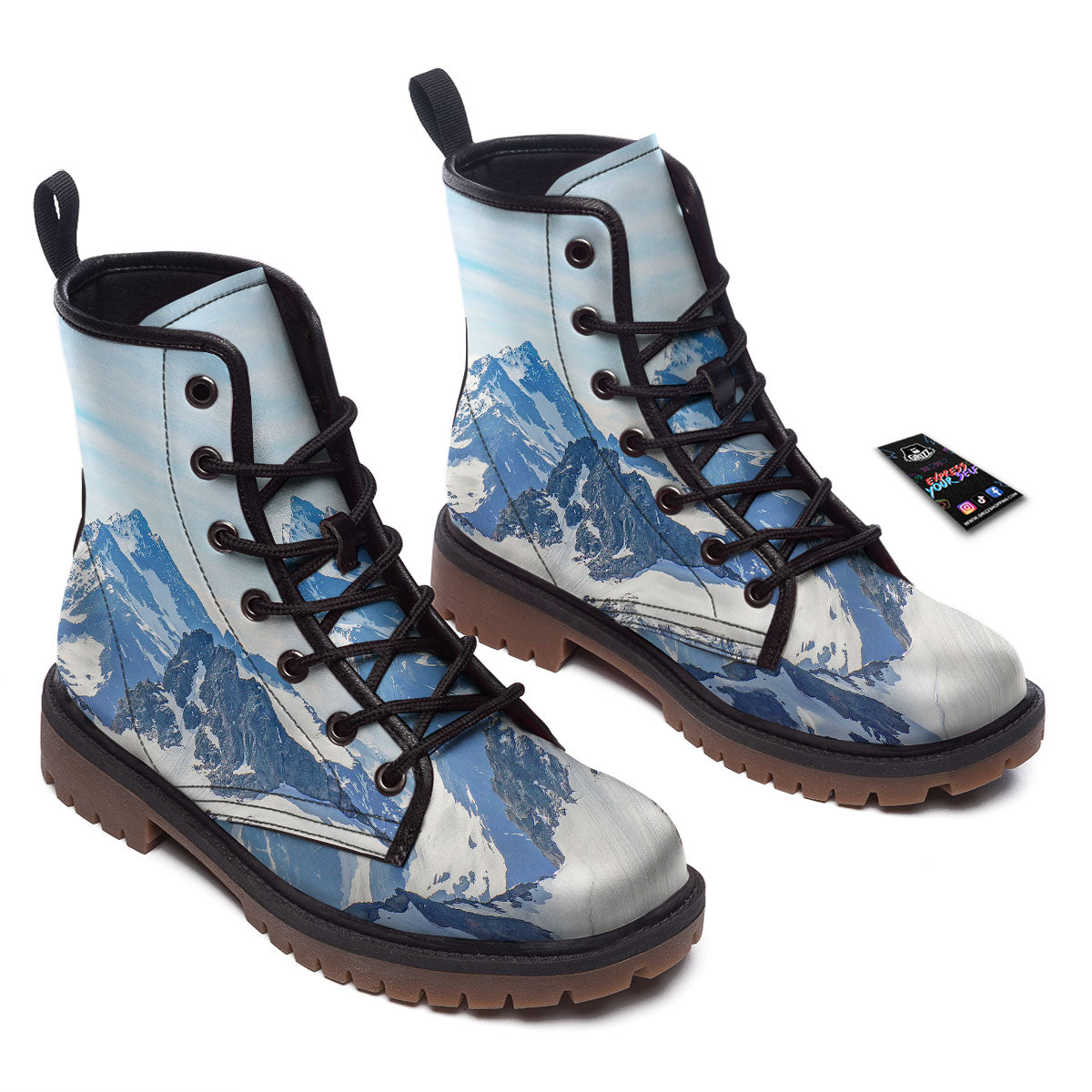 Mountain Alps Print Work Boots-grizzshop