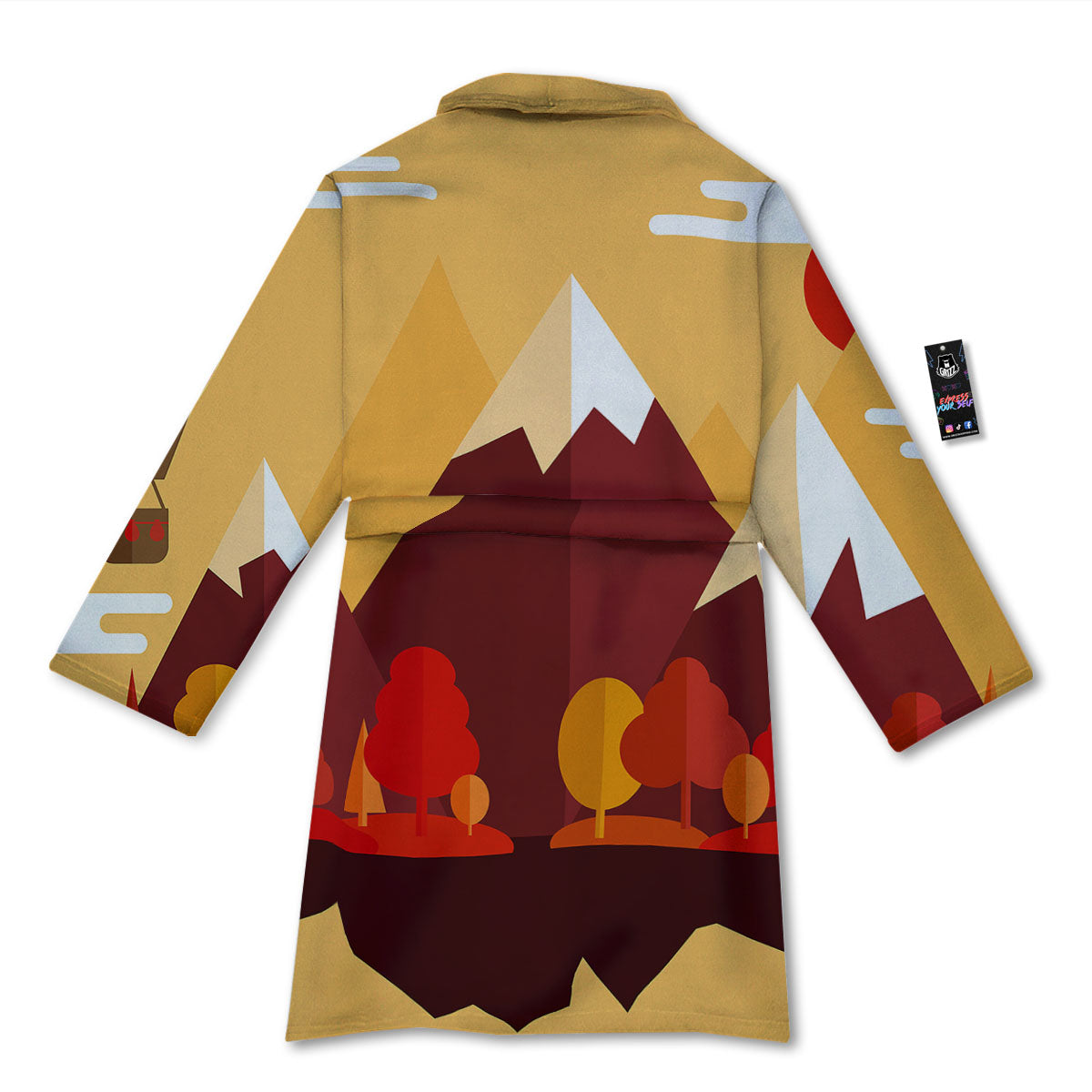 Mountain Autumn Print Bathrobe-grizzshop