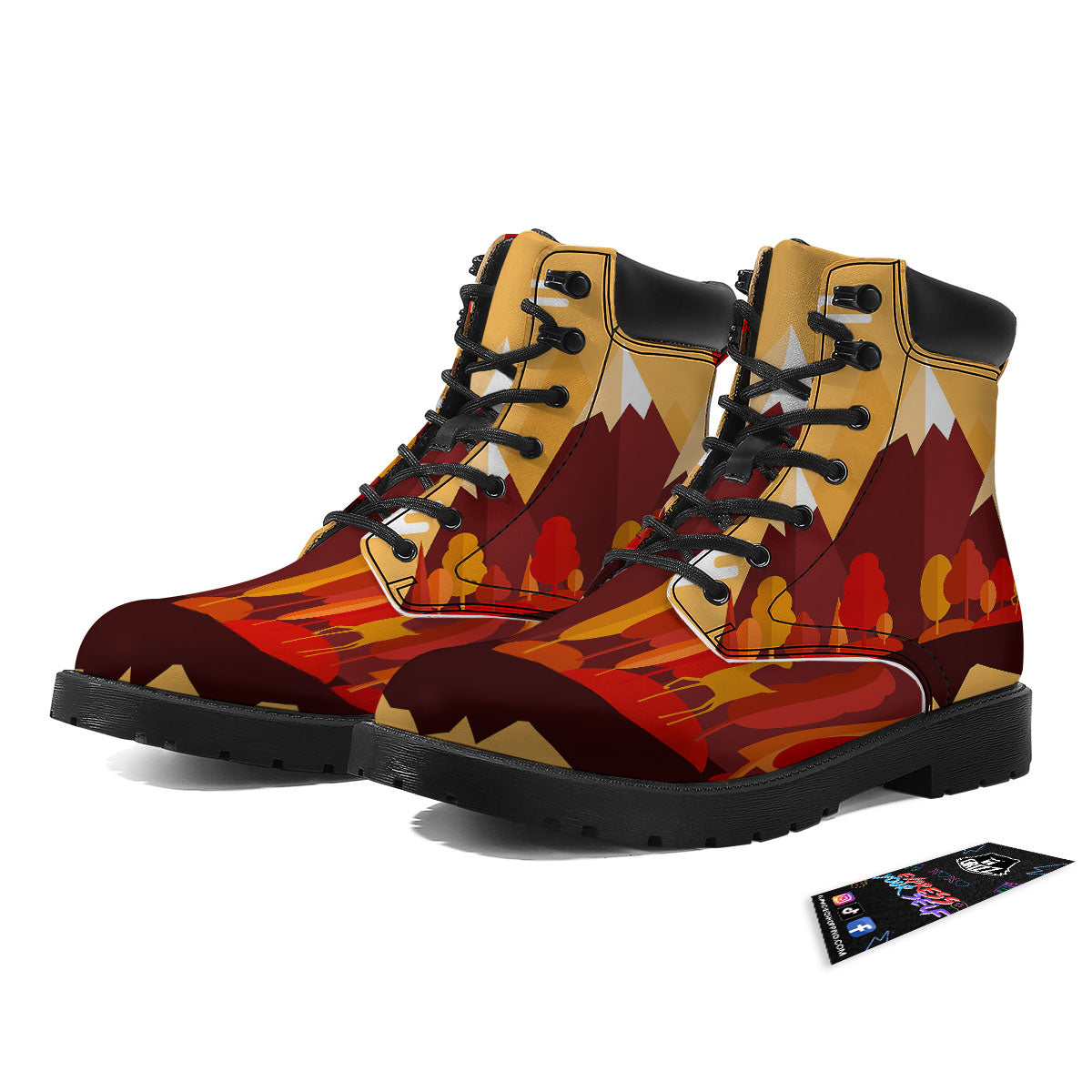 Mountain Autumn Print Boots-grizzshop