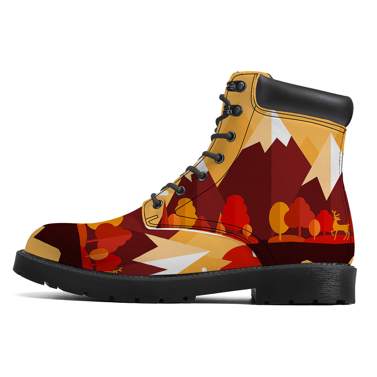 Mountain Autumn Print Boots-grizzshop