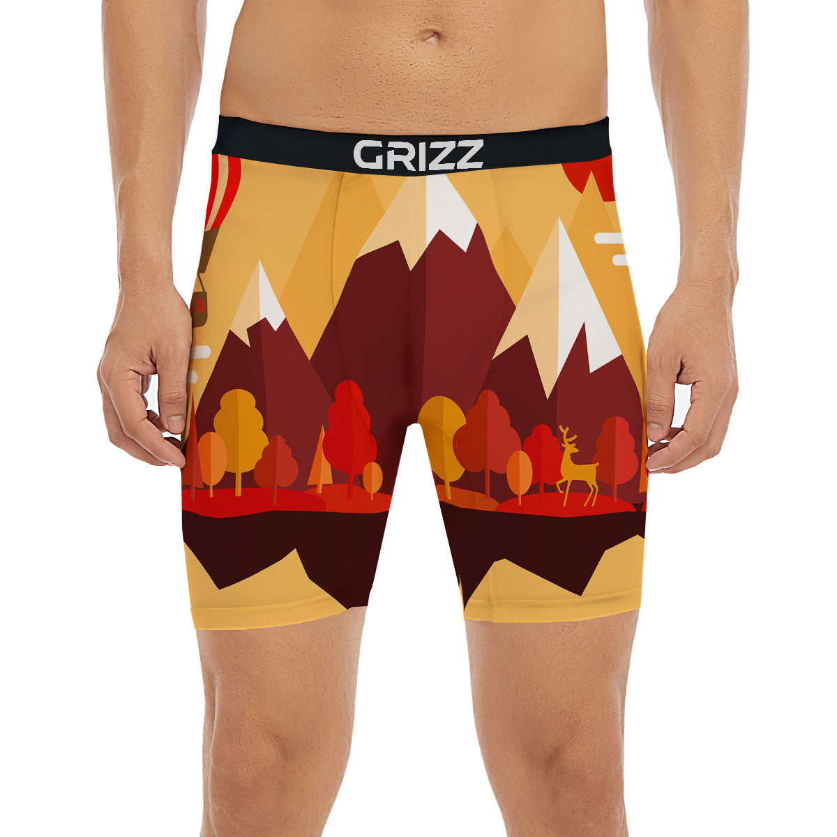 Mountain Autumn Print Boxer Briefs-grizzshop