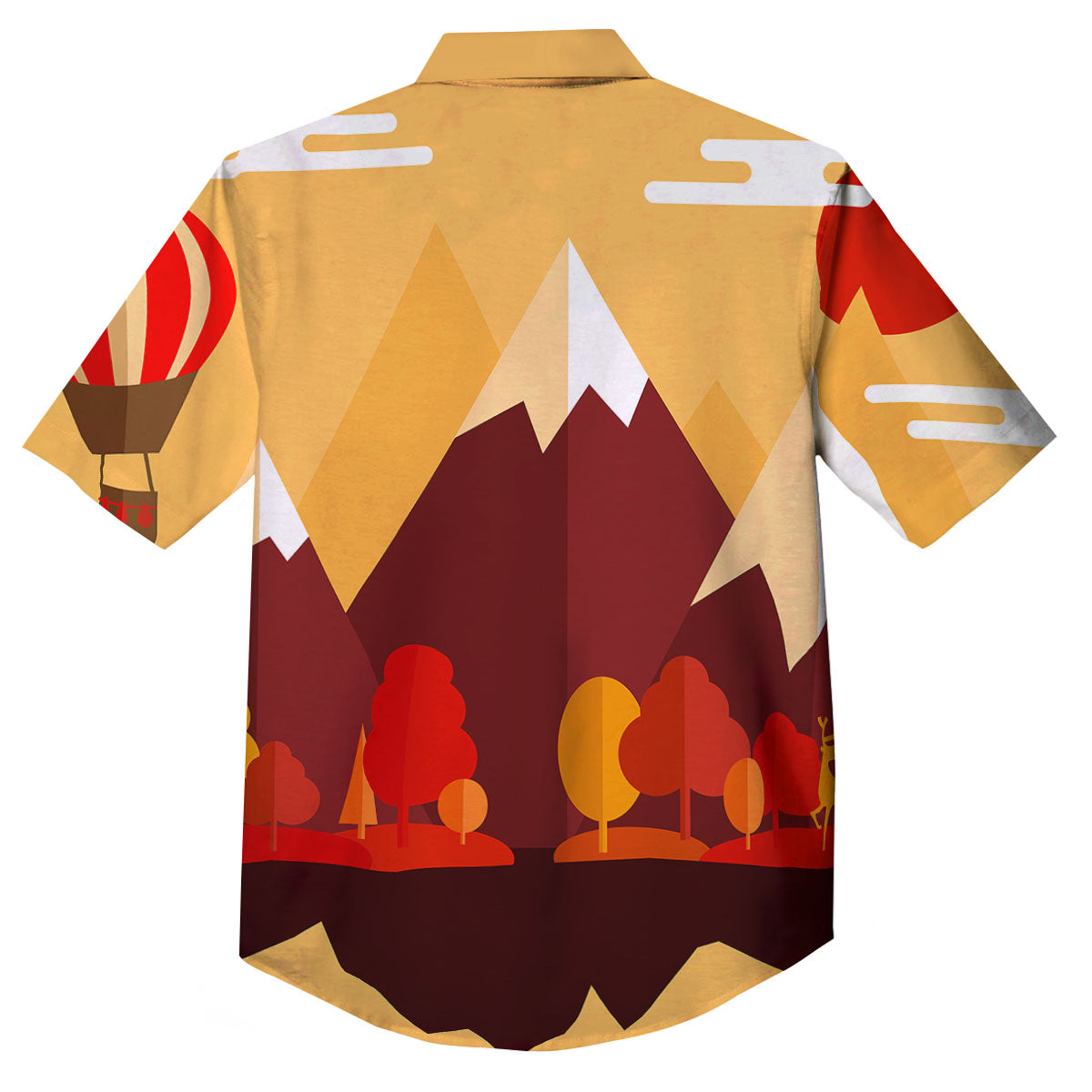 Mountain Autumn Print Button Up Shirt-grizzshop
