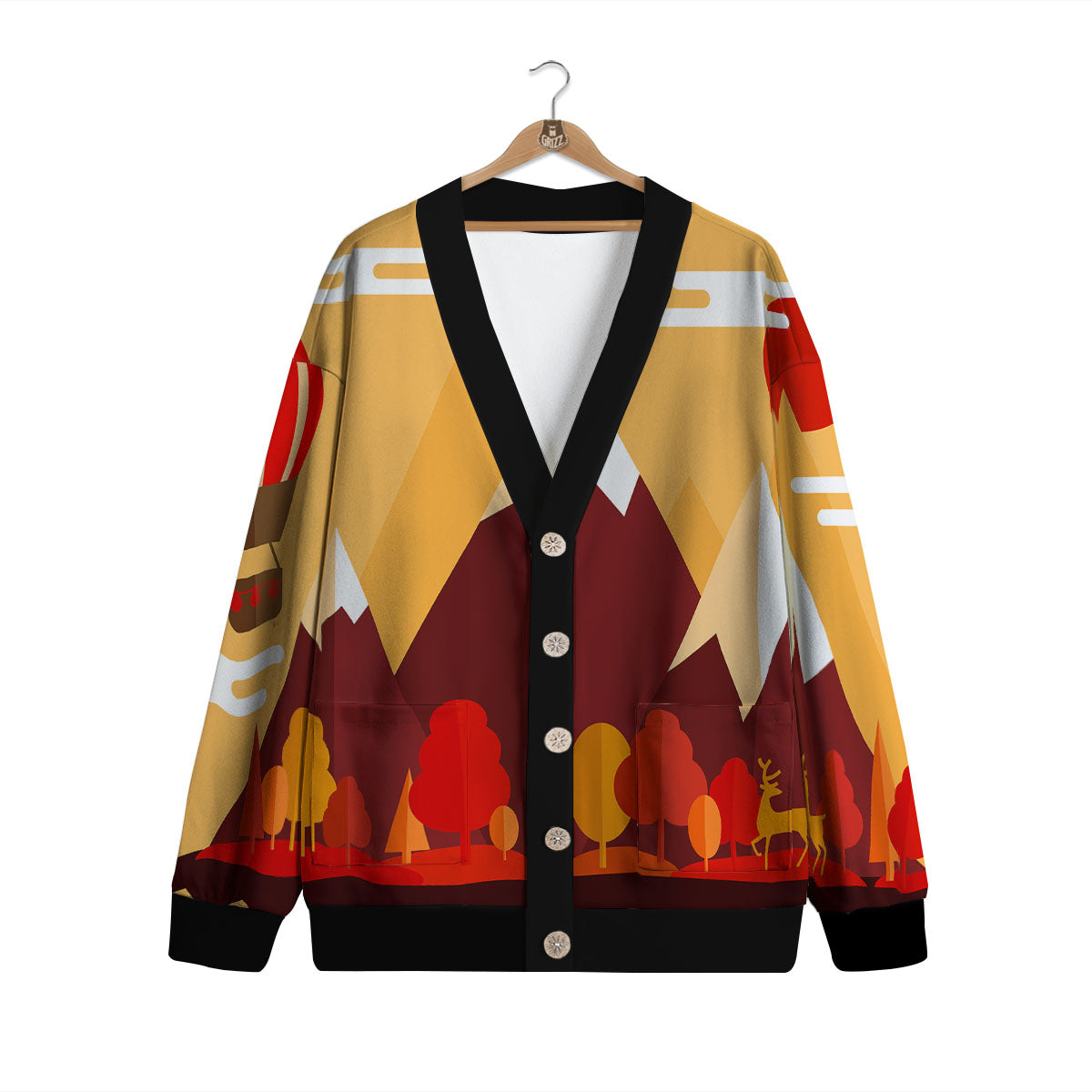 Mountain Autumn Print Cardigan-grizzshop